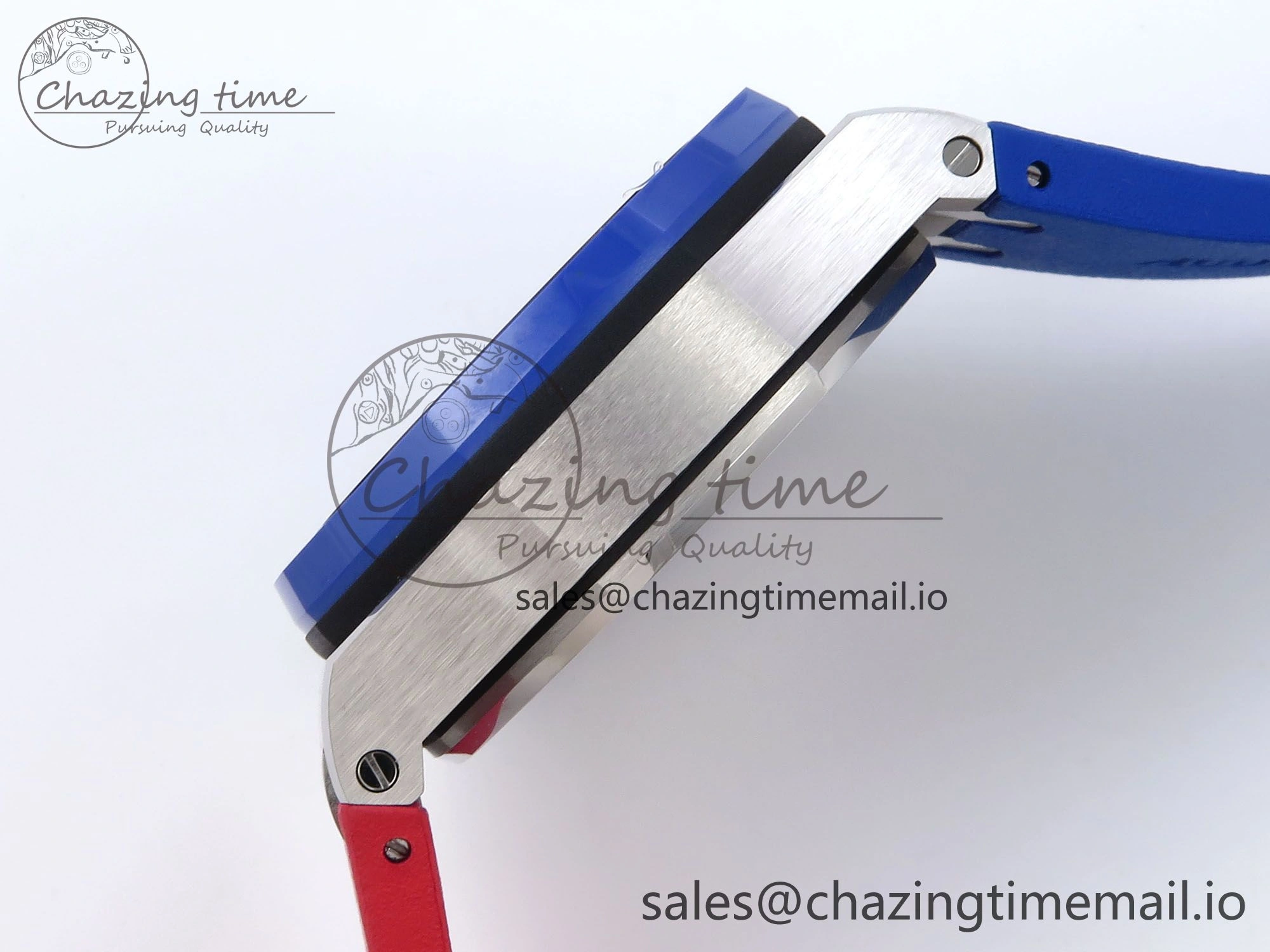 Royal Oak Offshore 44mm SS TKF 1:1 Best Edition Blue Red Dial on Blue Red Rubber Strap A3126