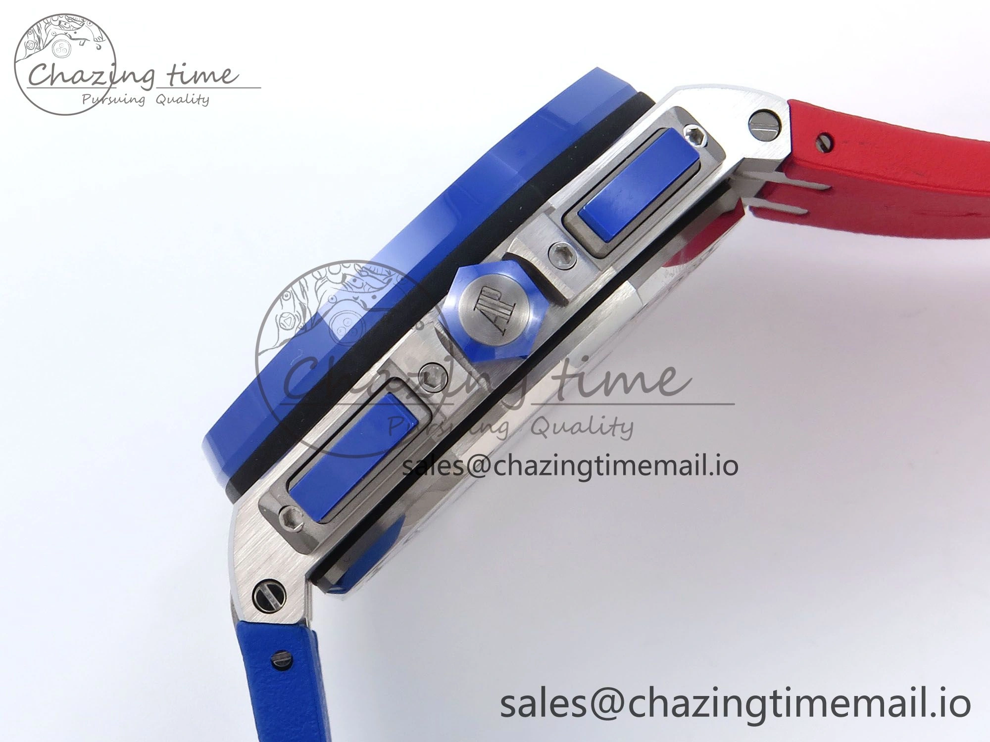 Royal Oak Offshore 44mm SS TKF 1:1 Best Edition Blue Red Dial on Blue Red Rubber Strap A3126