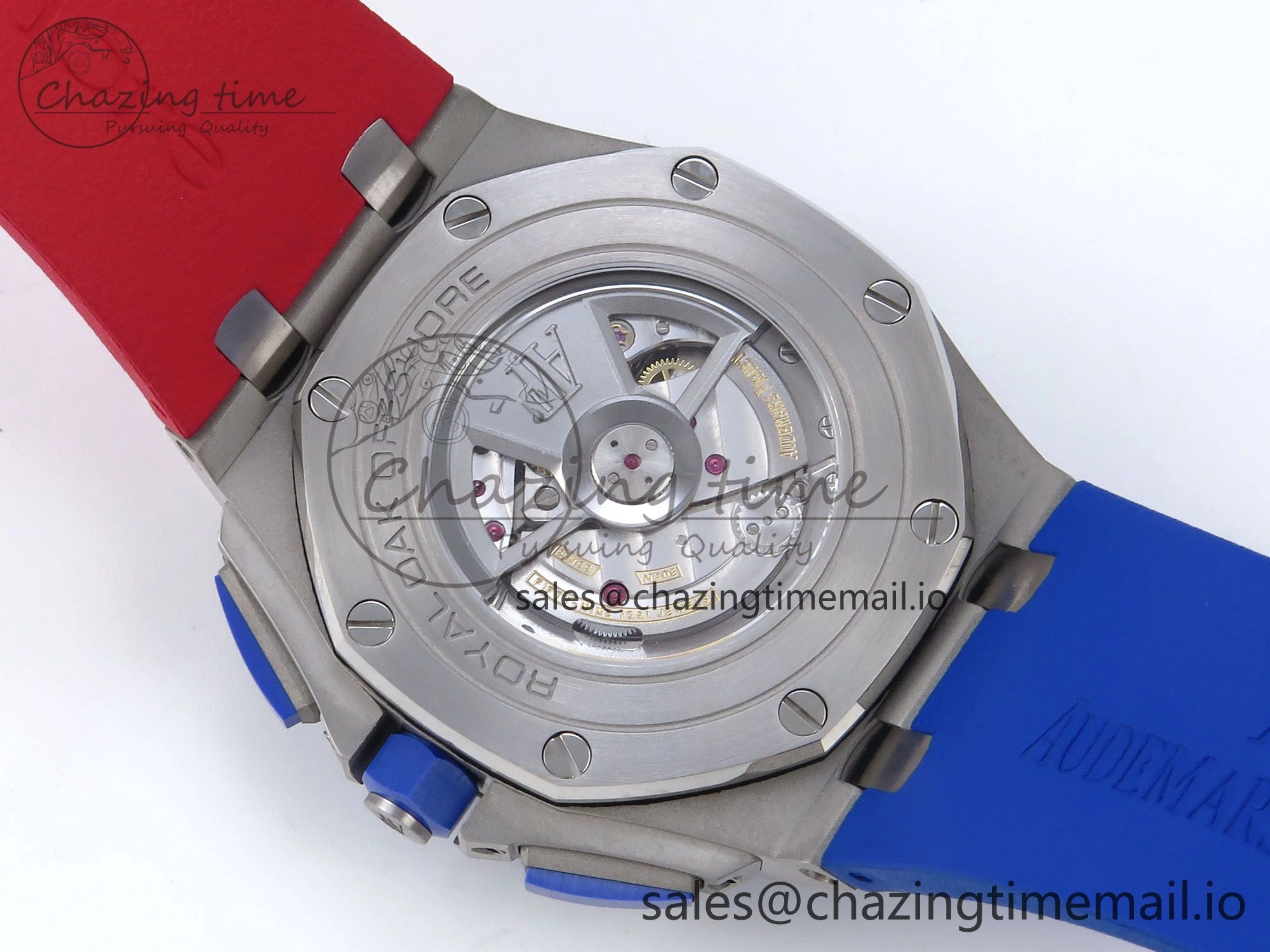 Royal Oak Offshore 44mm SS TKF 1:1 Best Edition Blue Red Dial on Blue Red Rubber Strap A3126