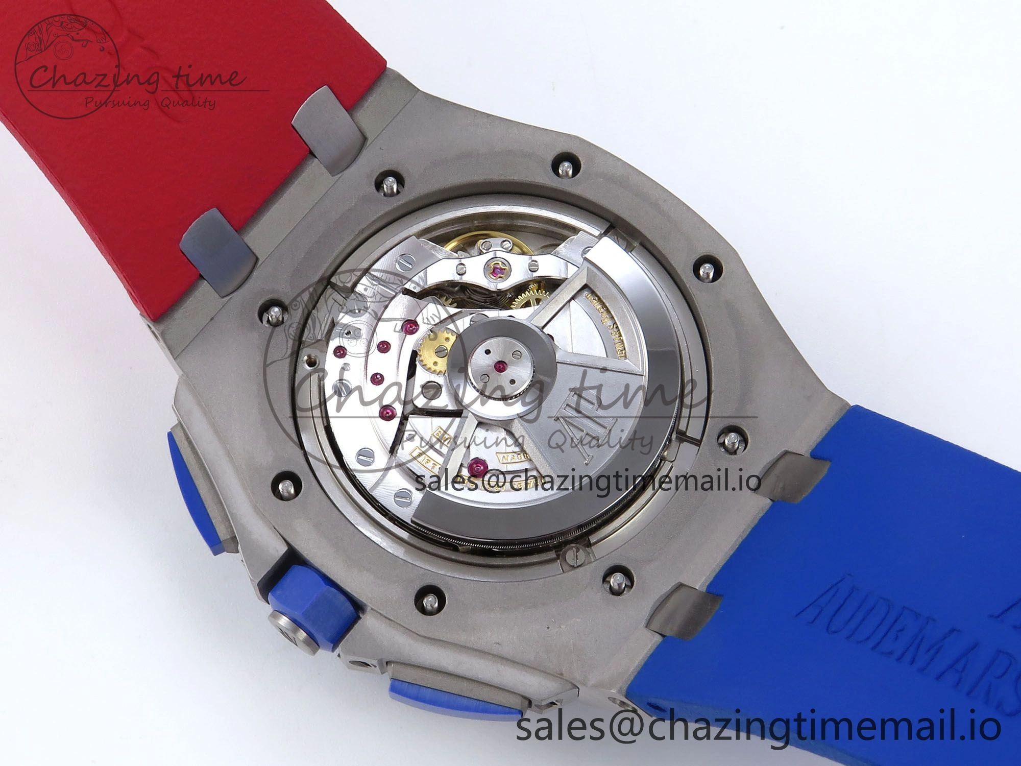 Royal Oak Offshore 44mm SS TKF 1:1 Best Edition Blue Red Dial on Blue Red Rubber Strap A3126