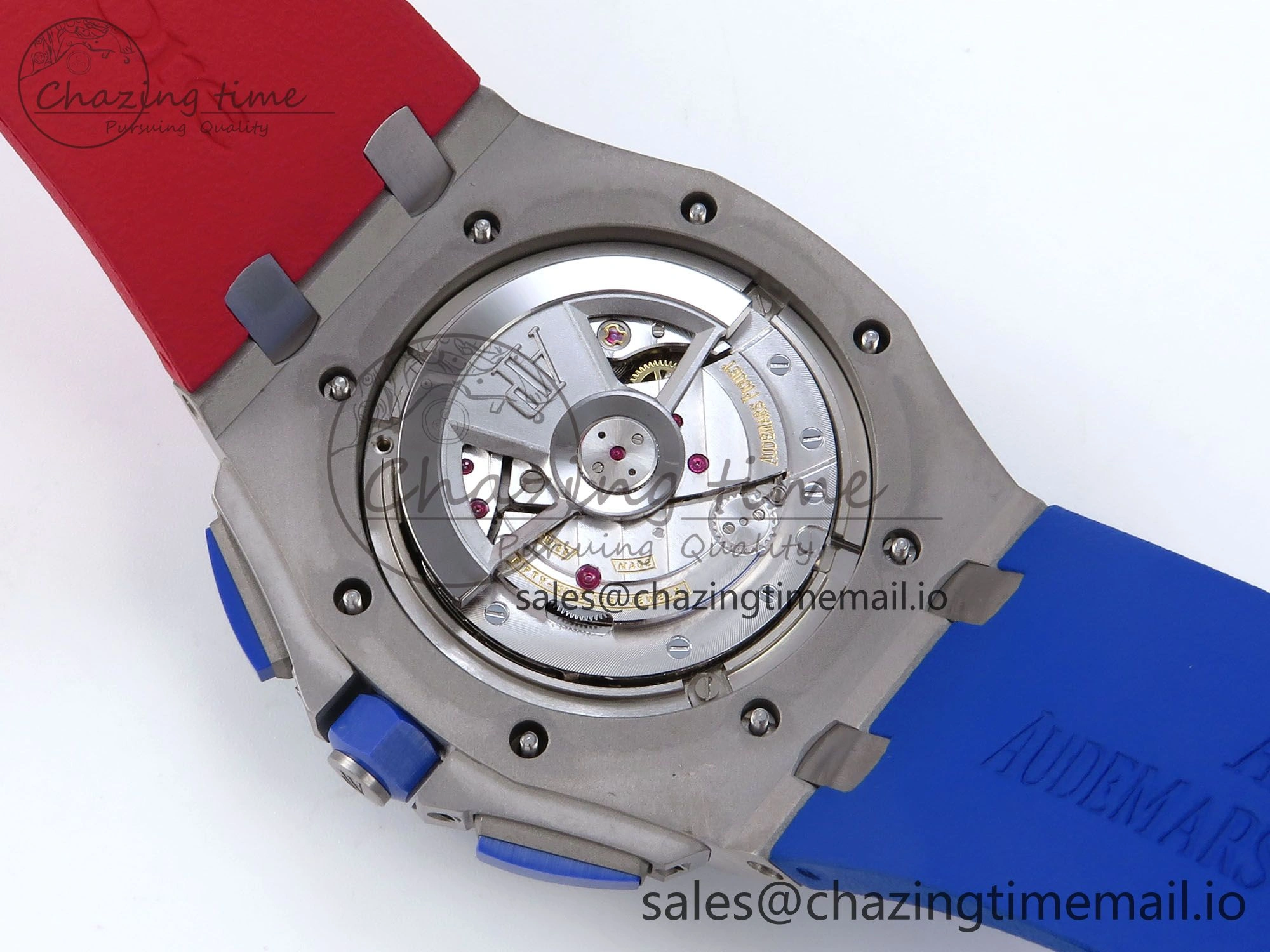 Royal Oak Offshore 44mm SS TKF 1:1 Best Edition Blue Red Dial on Blue Red Rubber Strap A3126