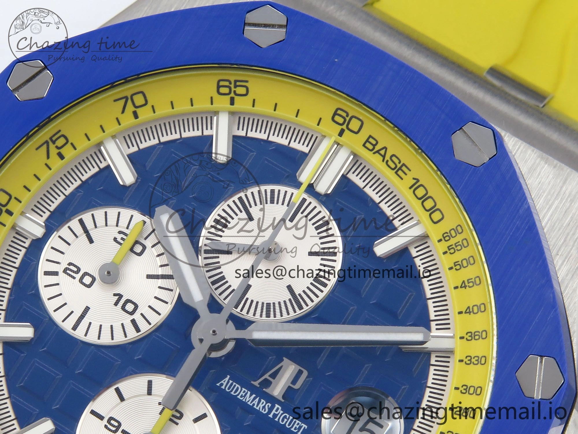 Royal Oak Offshore 44mm SS TKF 1:1 Best Edition Blue Yellow Dial on Blue Yellow Rubber Strap A3126