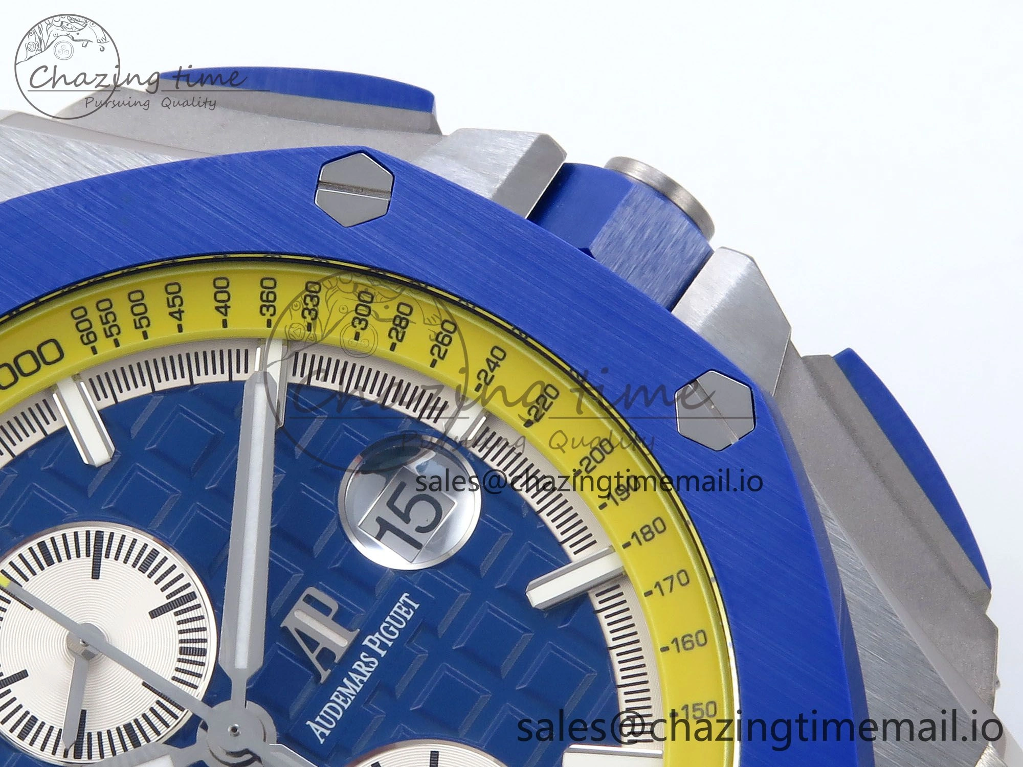 Royal Oak Offshore 44mm SS TKF 1:1 Best Edition Blue Yellow Dial on Blue Yellow Rubber Strap A3126
