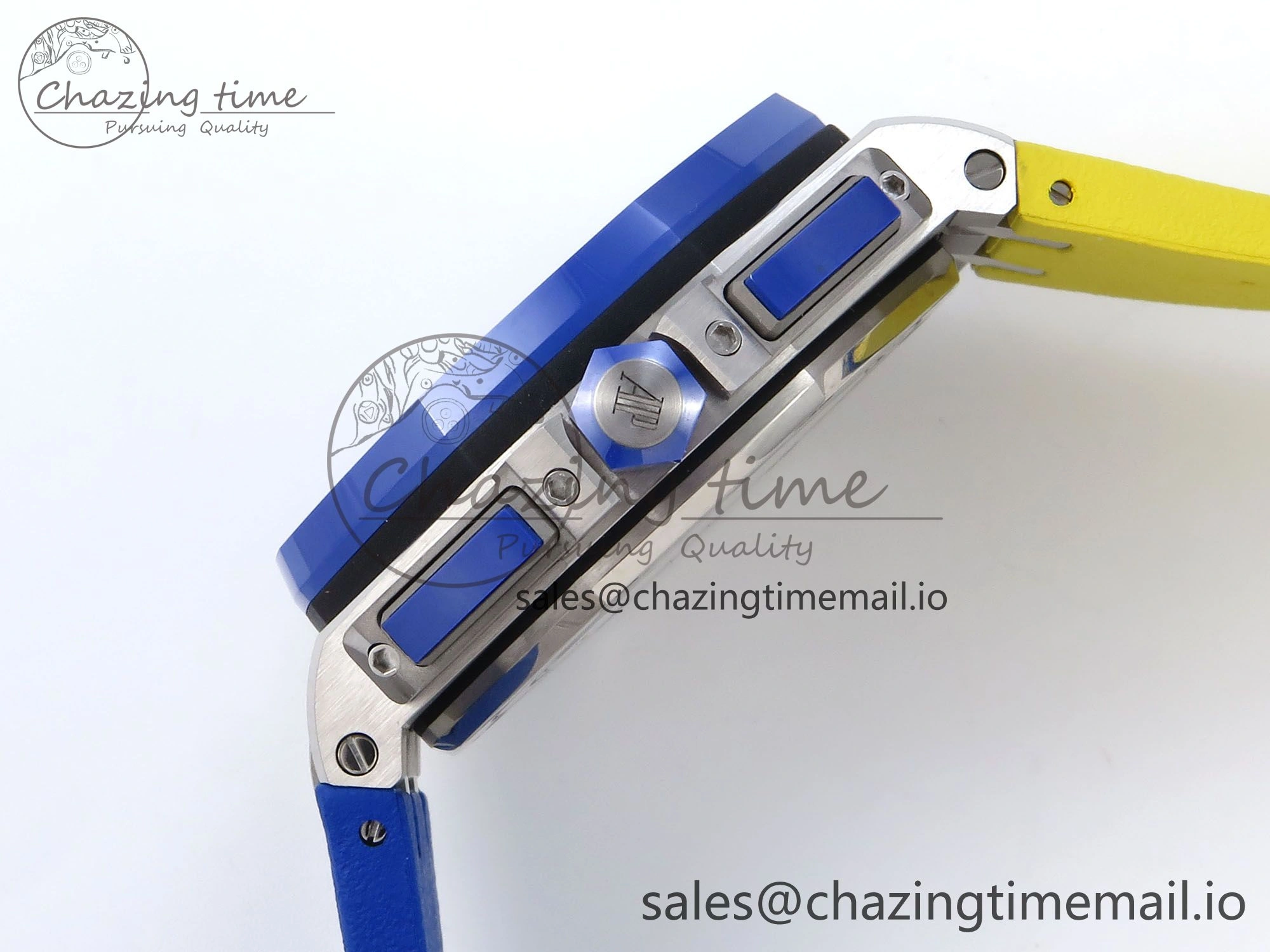 Royal Oak Offshore 44mm SS TKF 1:1 Best Edition Blue Yellow Dial on Blue Yellow Rubber Strap A3126