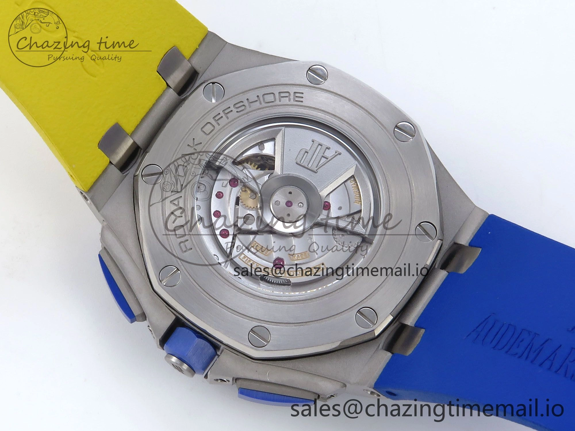 Royal Oak Offshore 44mm SS TKF 1:1 Best Edition Blue Yellow Dial on Blue Yellow Rubber Strap A3126