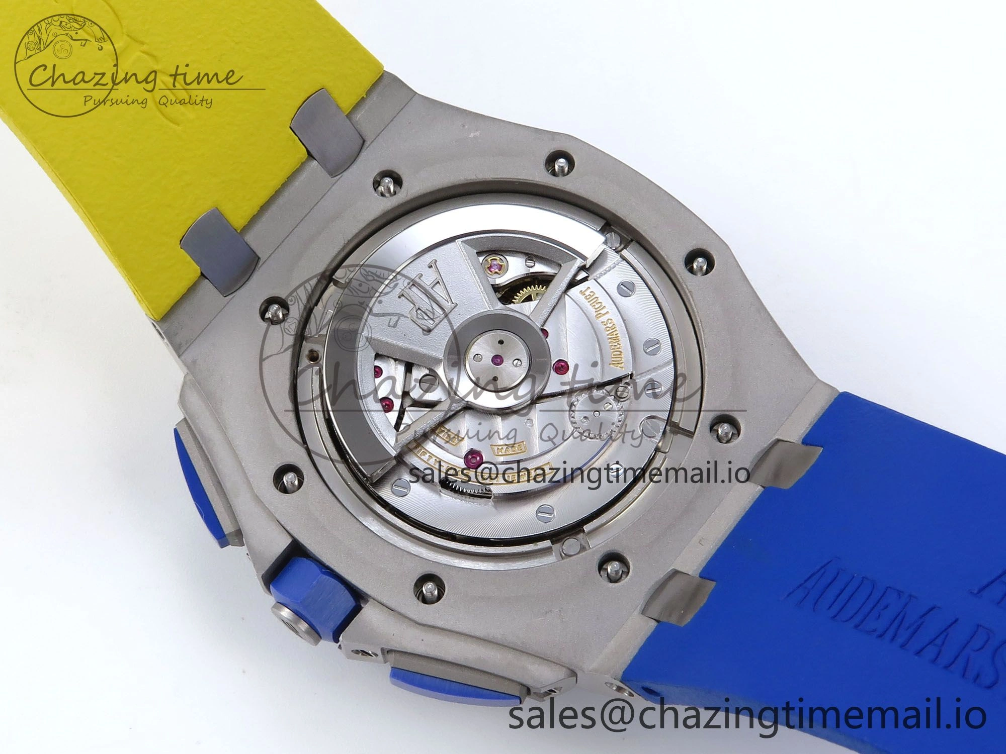 Royal Oak Offshore 44mm SS TKF 1:1 Best Edition Blue Yellow Dial on Blue Yellow Rubber Strap A3126