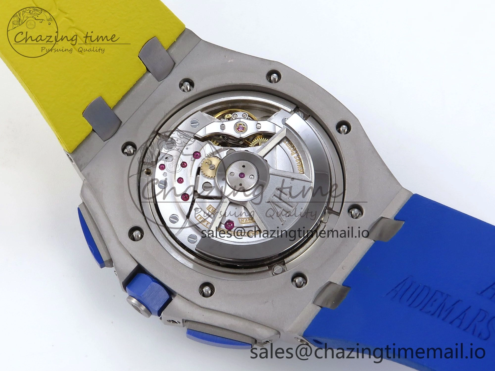 Royal Oak Offshore 44mm SS TKF 1:1 Best Edition Blue Yellow Dial on Blue Yellow Rubber Strap A3126