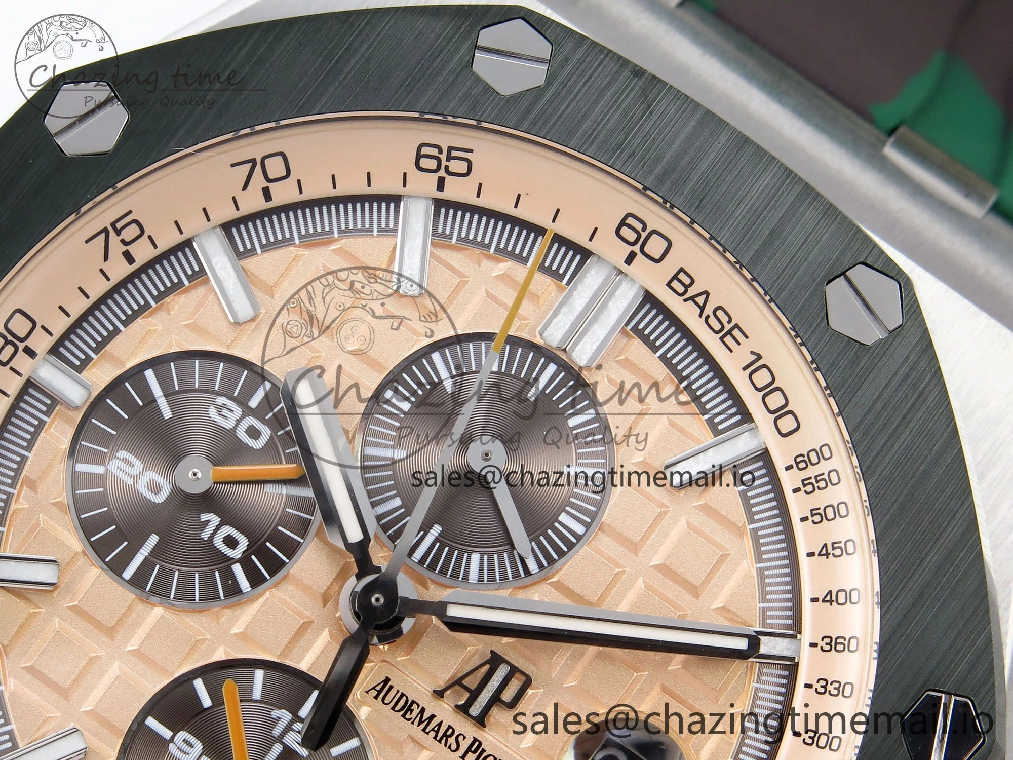 Royal Oak Offshore 44mm SS TKF 1:1 Best Edition Cream Dial on Green Camou Rubber Strap A3126