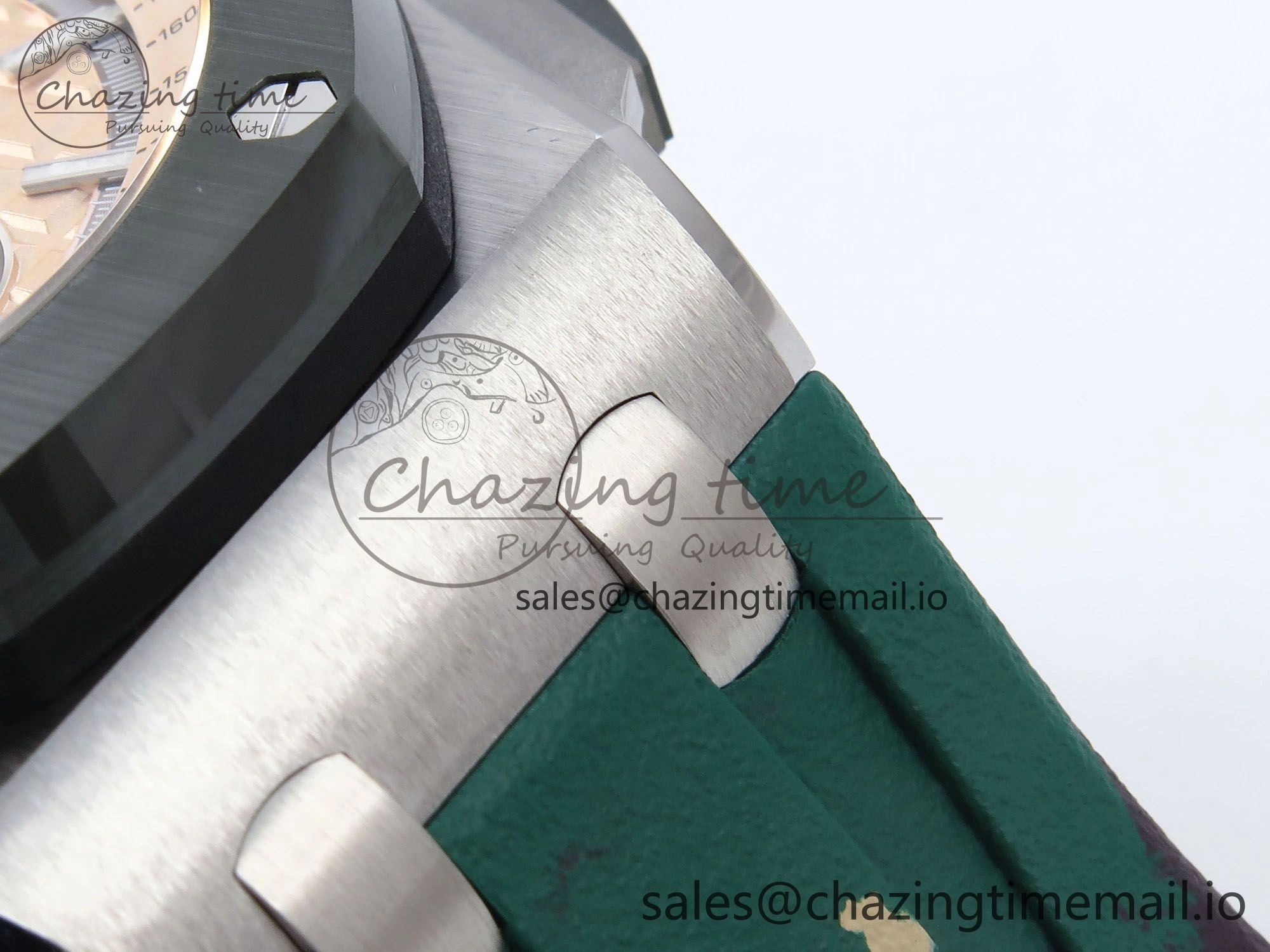 Royal Oak Offshore 44mm SS TKF 1:1 Best Edition Cream Dial on Green Camou Rubber Strap A3126