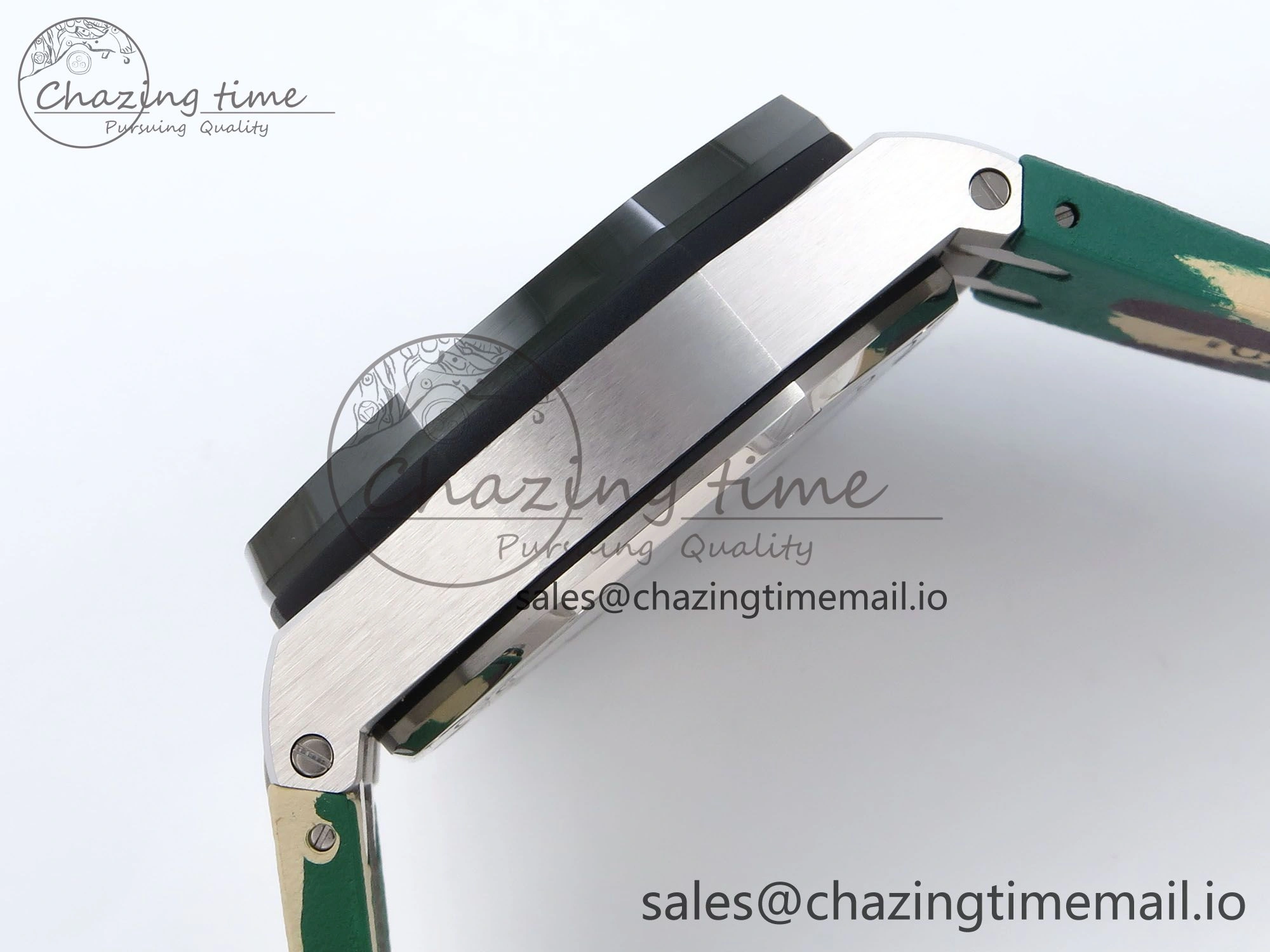 Royal Oak Offshore 44mm SS TKF 1:1 Best Edition Cream Dial on Green Camou Rubber Strap A3126