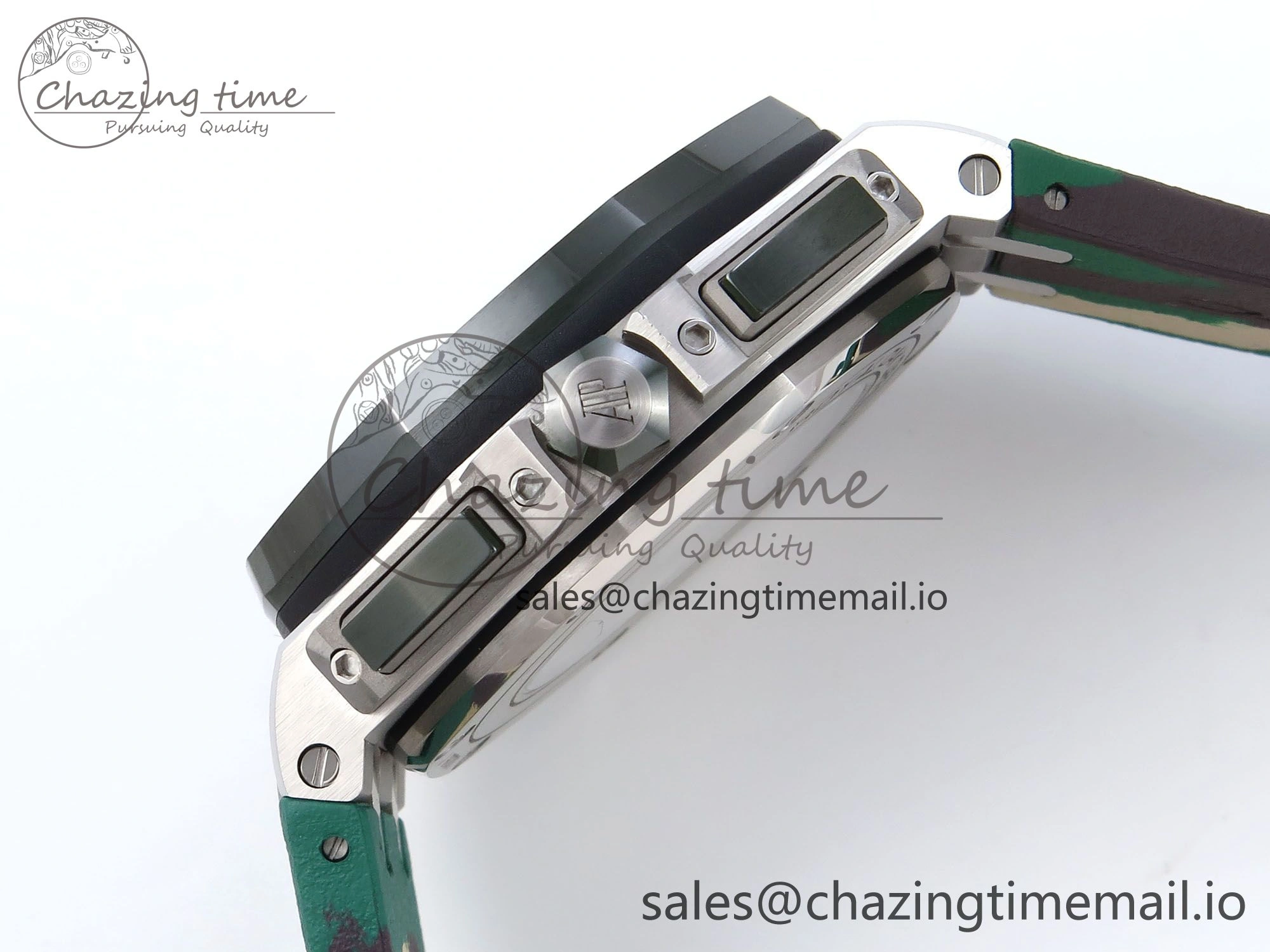 Royal Oak Offshore 44mm SS TKF 1:1 Best Edition Cream Dial on Green Camou Rubber Strap A3126