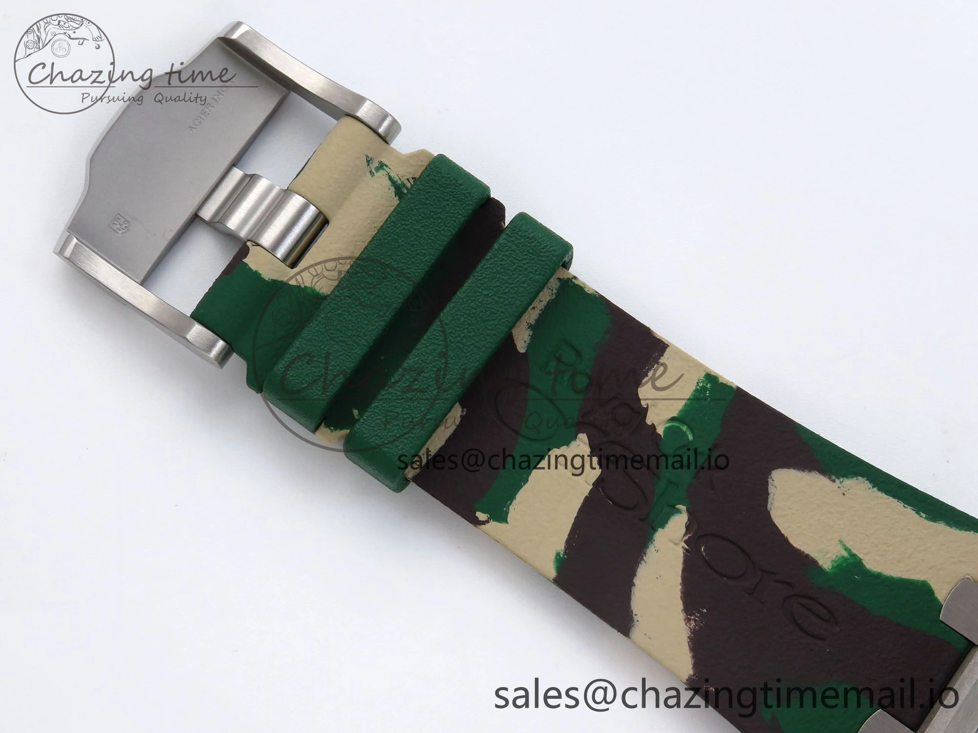 Royal Oak Offshore 44mm SS TKF 1:1 Best Edition Cream Dial on Green Camou Rubber Strap A3126