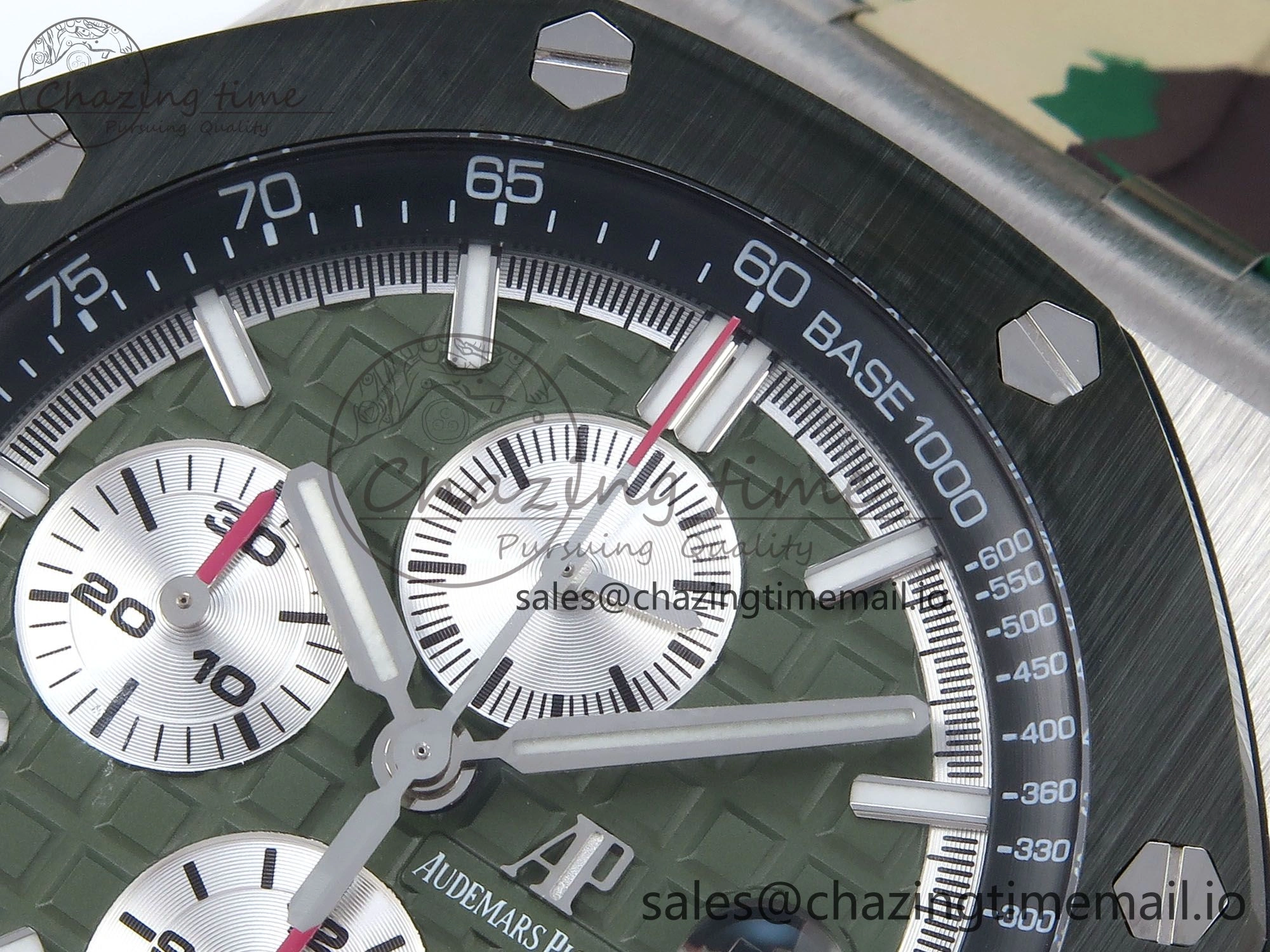 Royal Oak Offshore 44mm SS TKF 1:1 Best Edition Green Dial on Green Camou Rubber Strap A3126