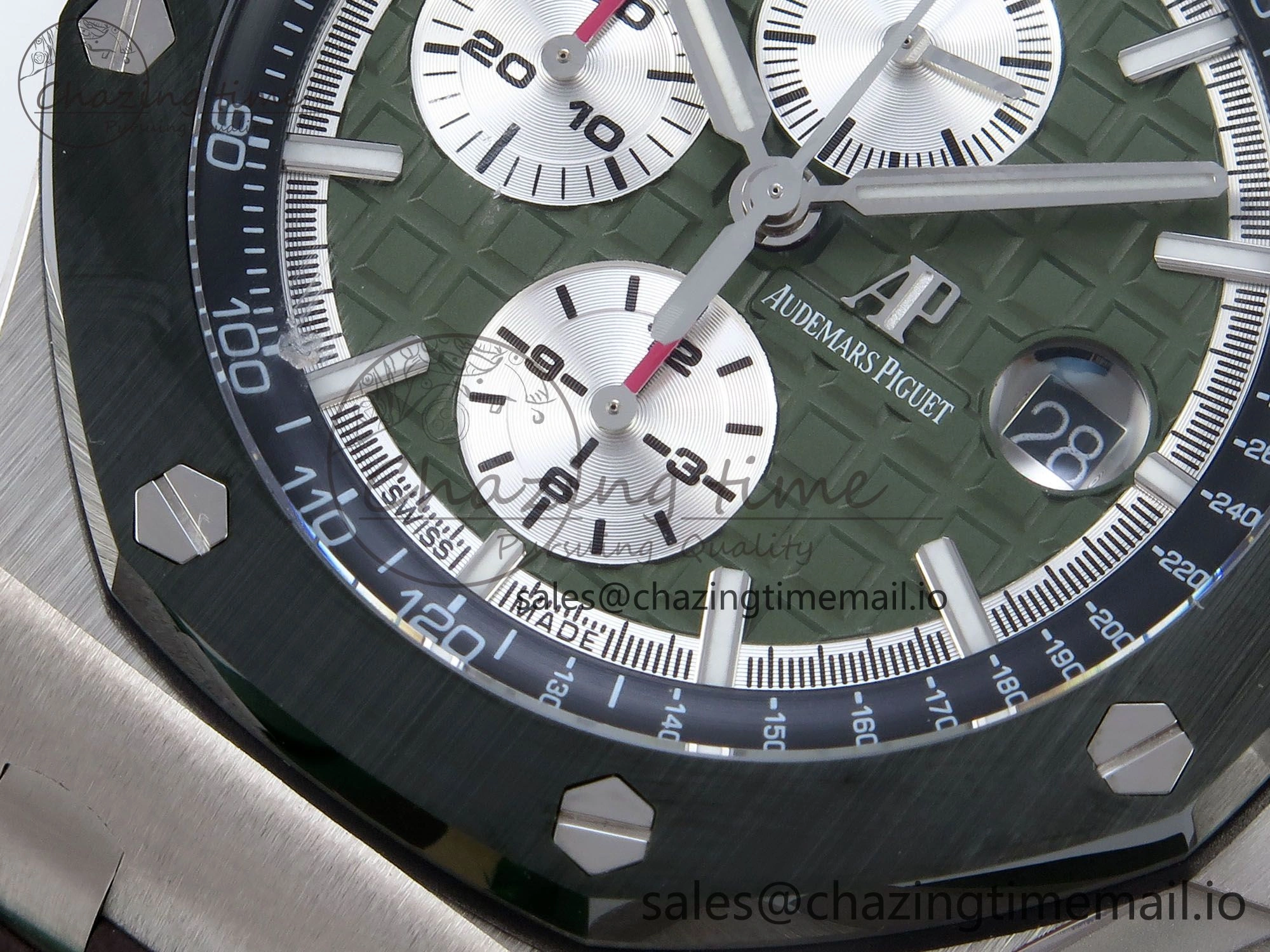 Royal Oak Offshore 44mm SS TKF 1:1 Best Edition Green Dial on Green Camou Rubber Strap A3126