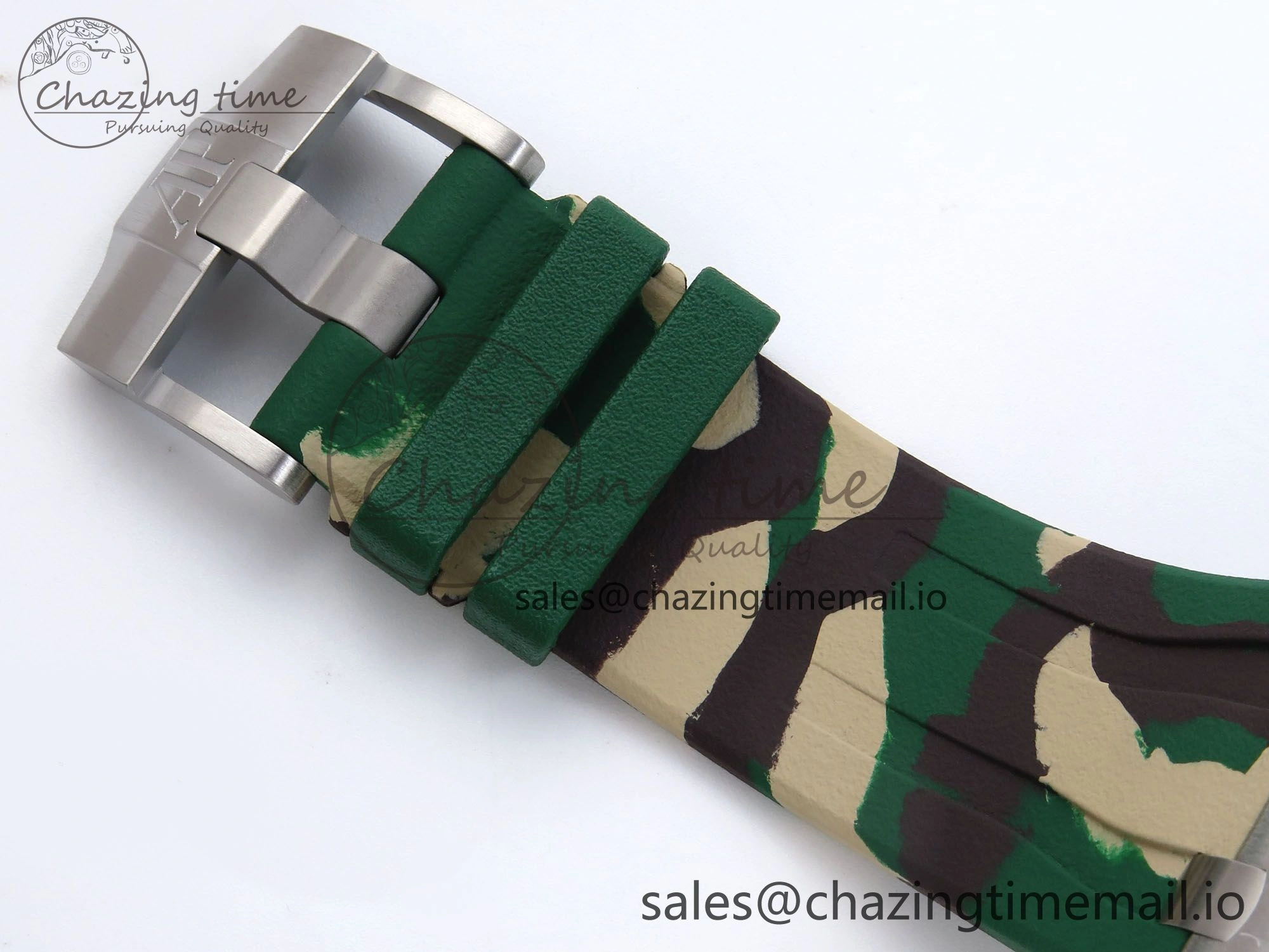 Royal Oak Offshore 44mm SS TKF 1:1 Best Edition Green Dial on Green Camou Rubber Strap A3126