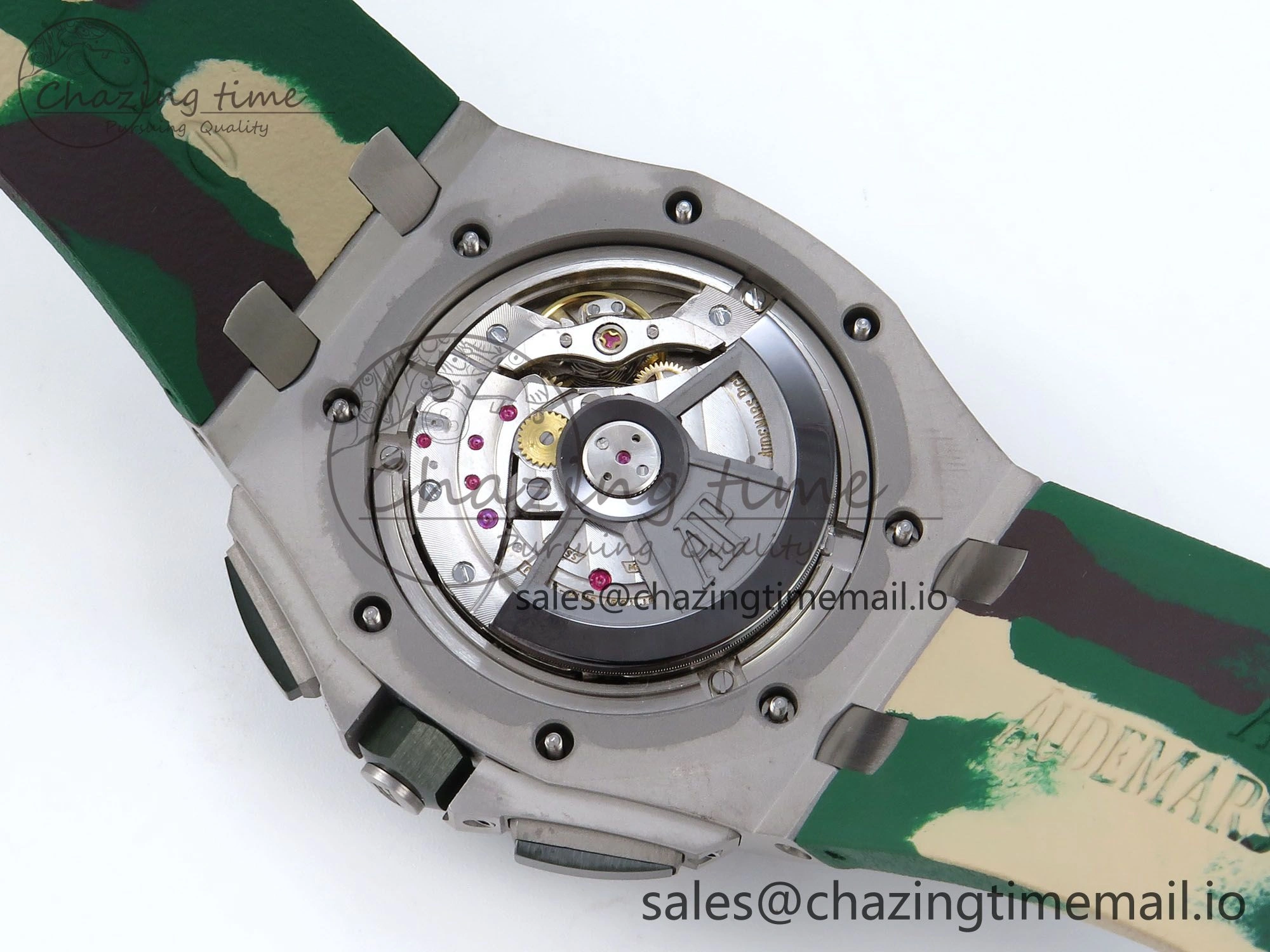 Royal Oak Offshore 44mm SS TKF 1:1 Best Edition Green Dial on Green Camou Rubber Strap A3126