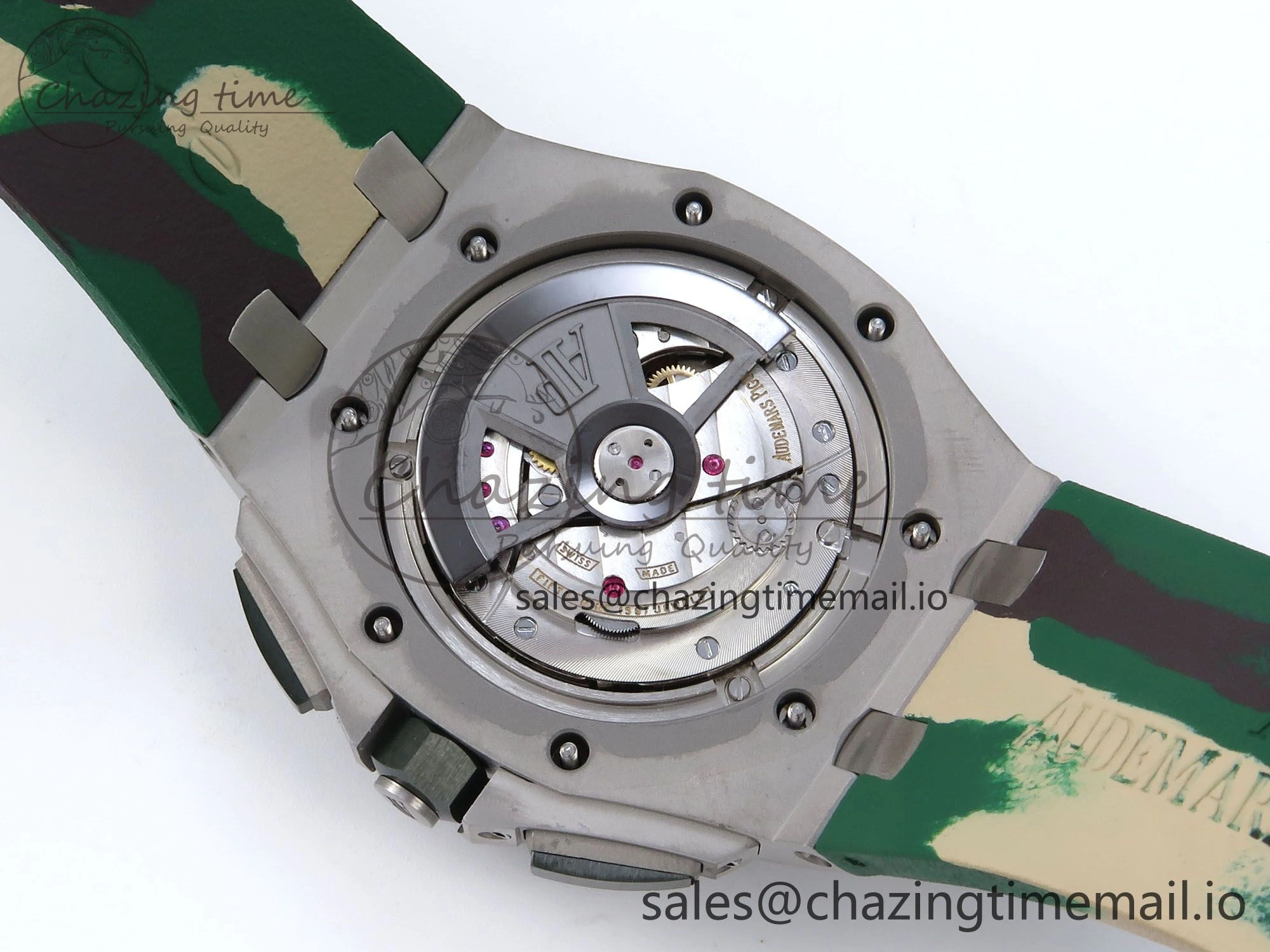 Royal Oak Offshore 44mm SS TKF 1:1 Best Edition Green Dial on Green Camou Rubber Strap A3126