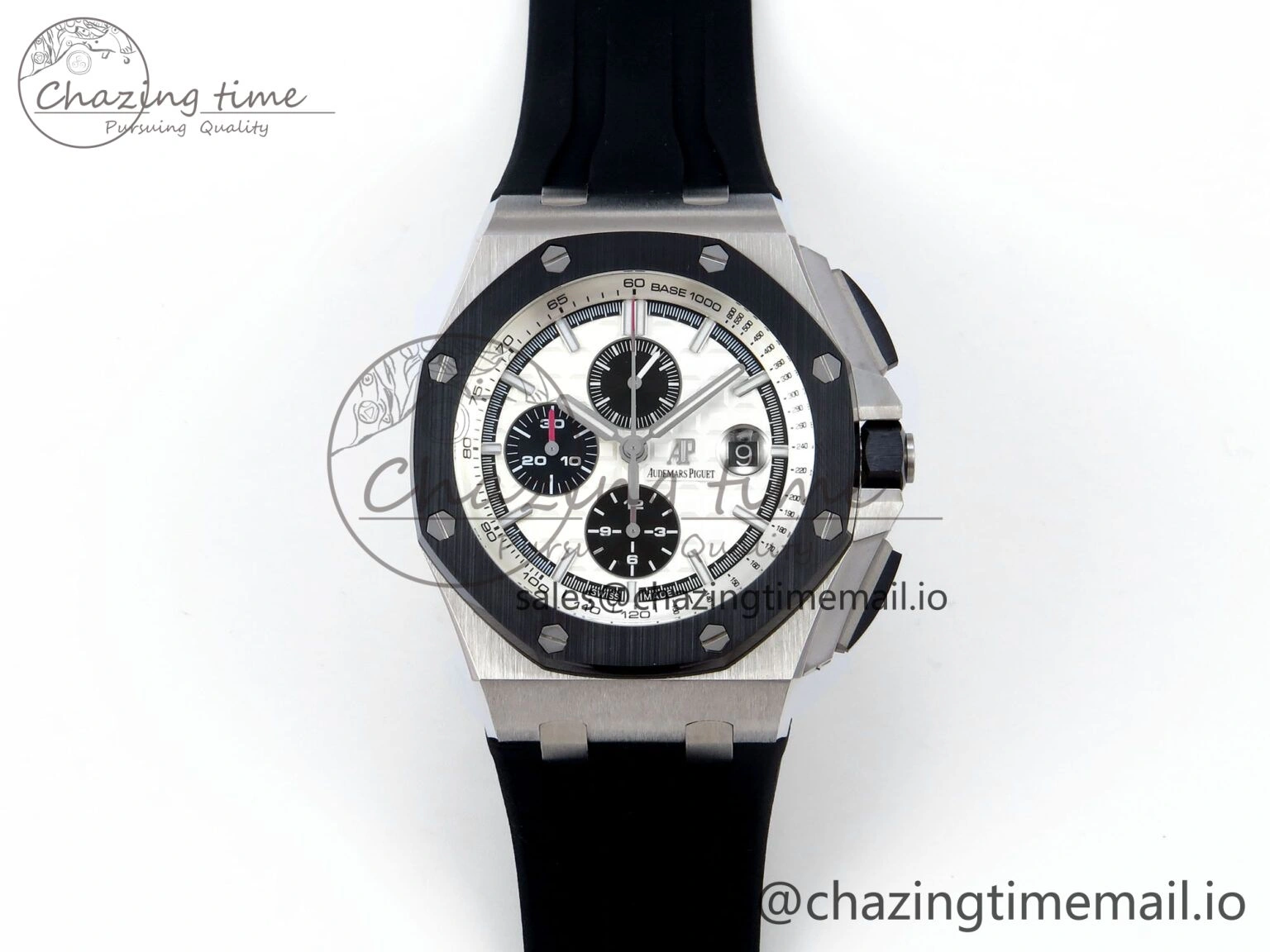 Royal Oak Offshore 44mm SS TKF 1:1 Best Edition White Dial on Black Rubber Strap A3126