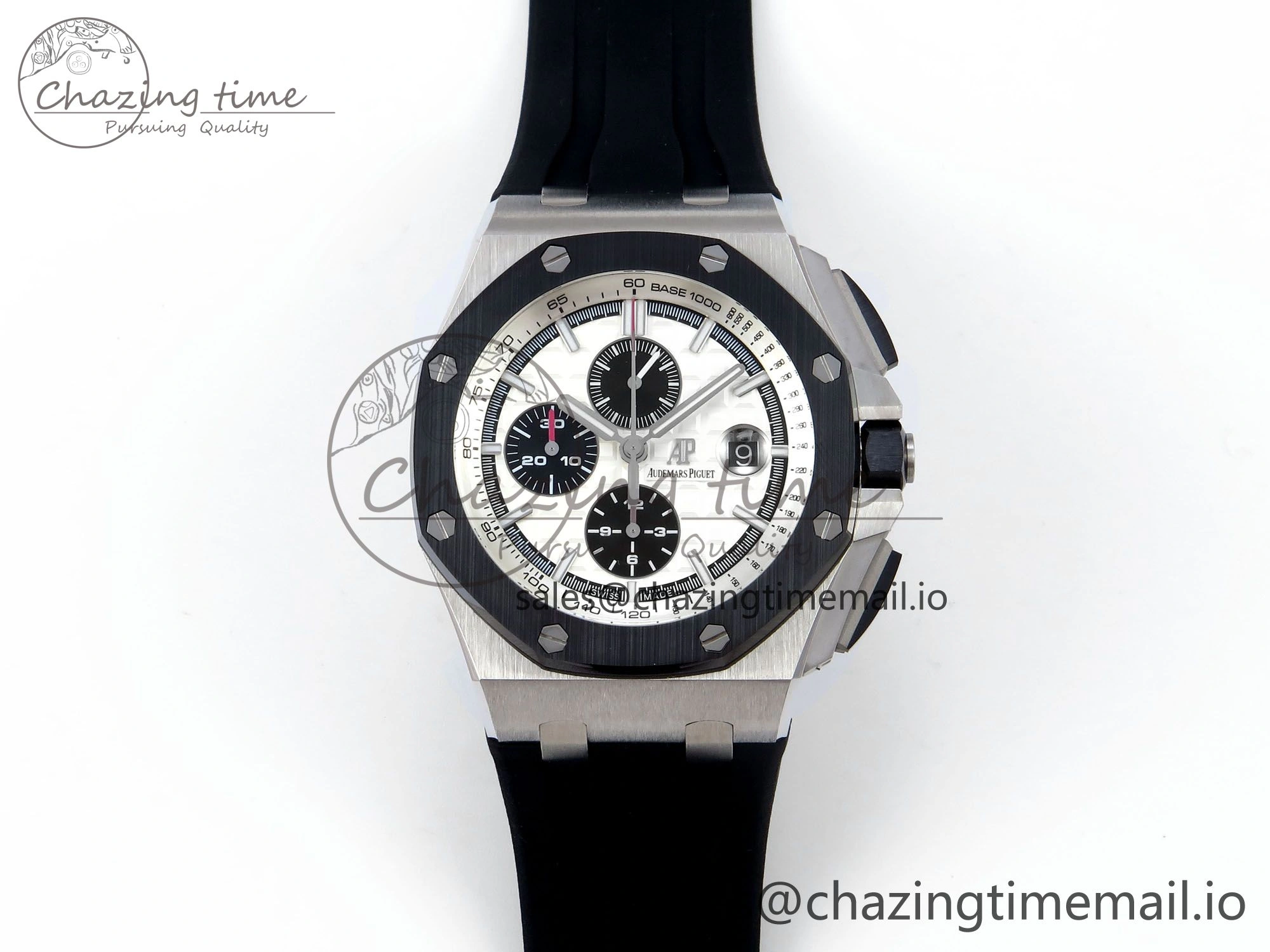 Royal Oak Offshore 44mm SS TKF 1:1 Best Edition White Dial on Black Rubber Strap A3126