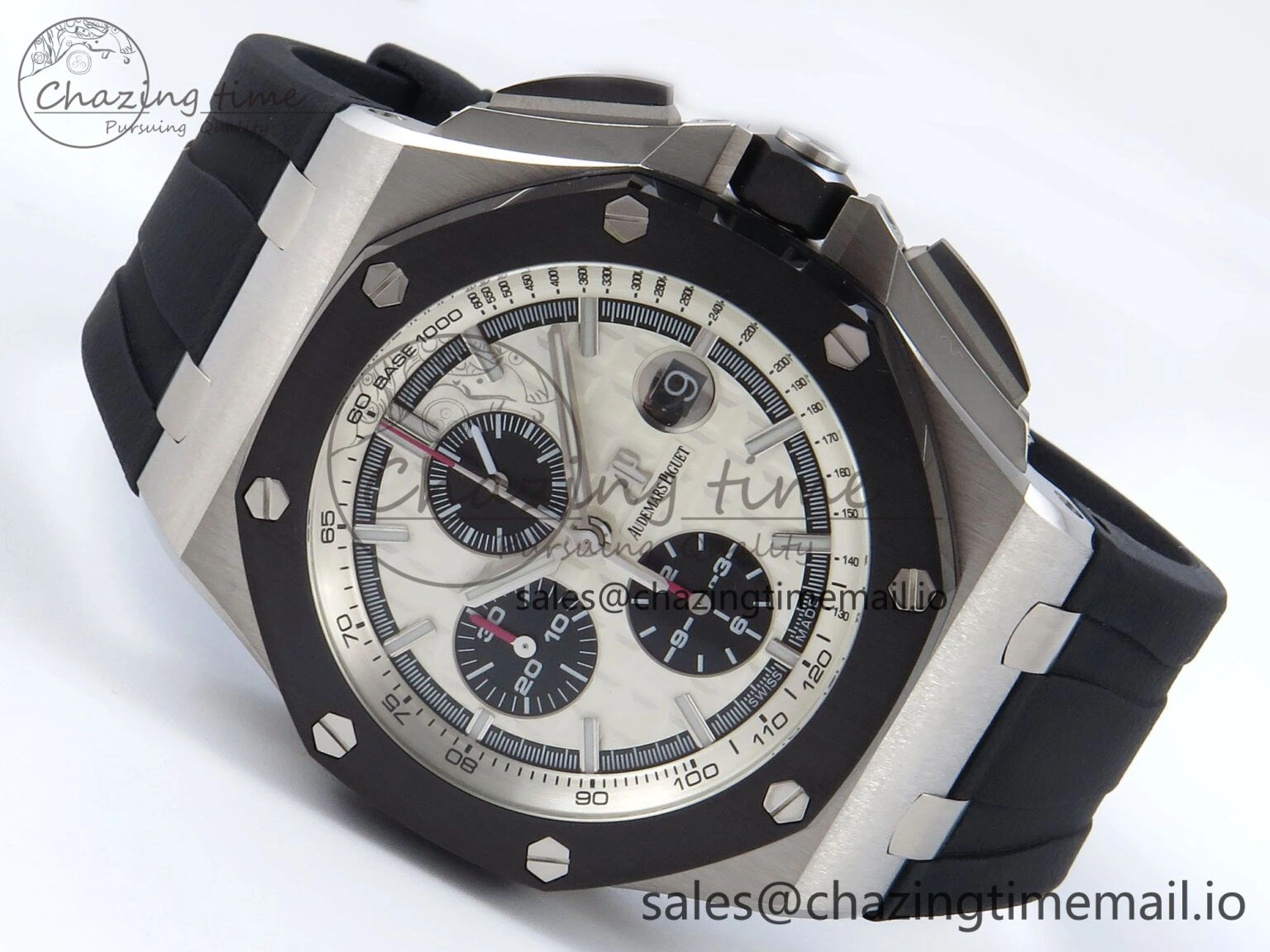 Royal Oak Offshore 44mm SS TKF 1:1 Best Edition White Dial on Black Rubber Strap A3126