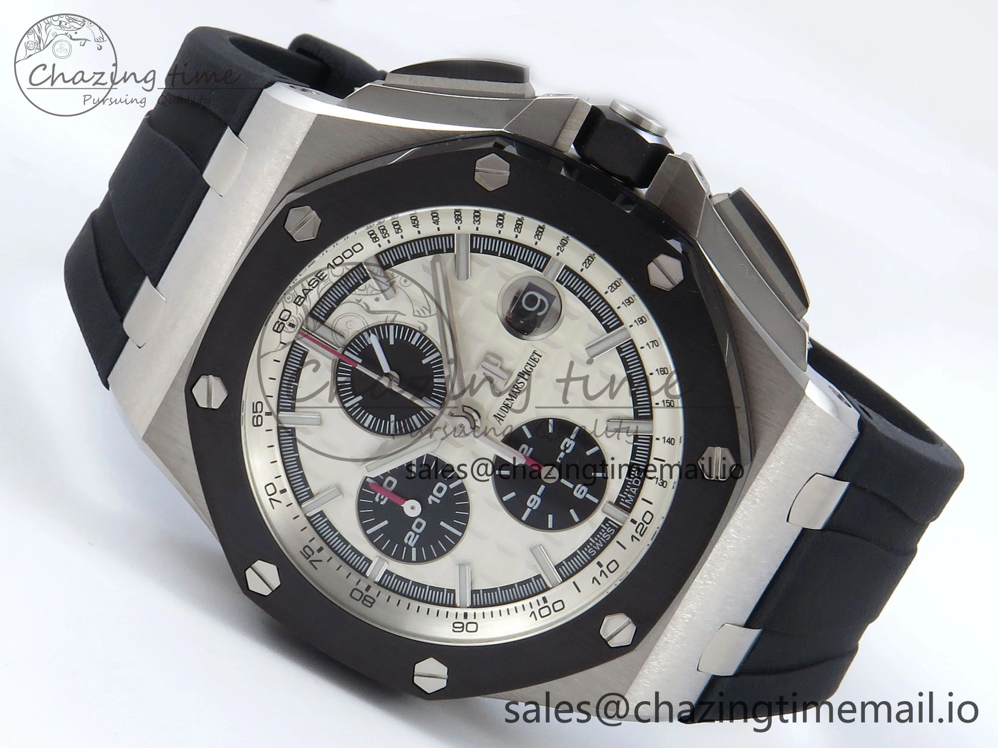 Royal Oak Offshore 44mm SS TKF 1:1 Best Edition White Dial on Black Rubber Strap A3126