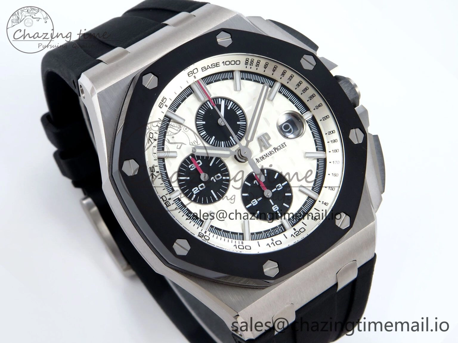 Royal Oak Offshore 44mm SS TKF 1:1 Best Edition White Dial on Black Rubber Strap A3126