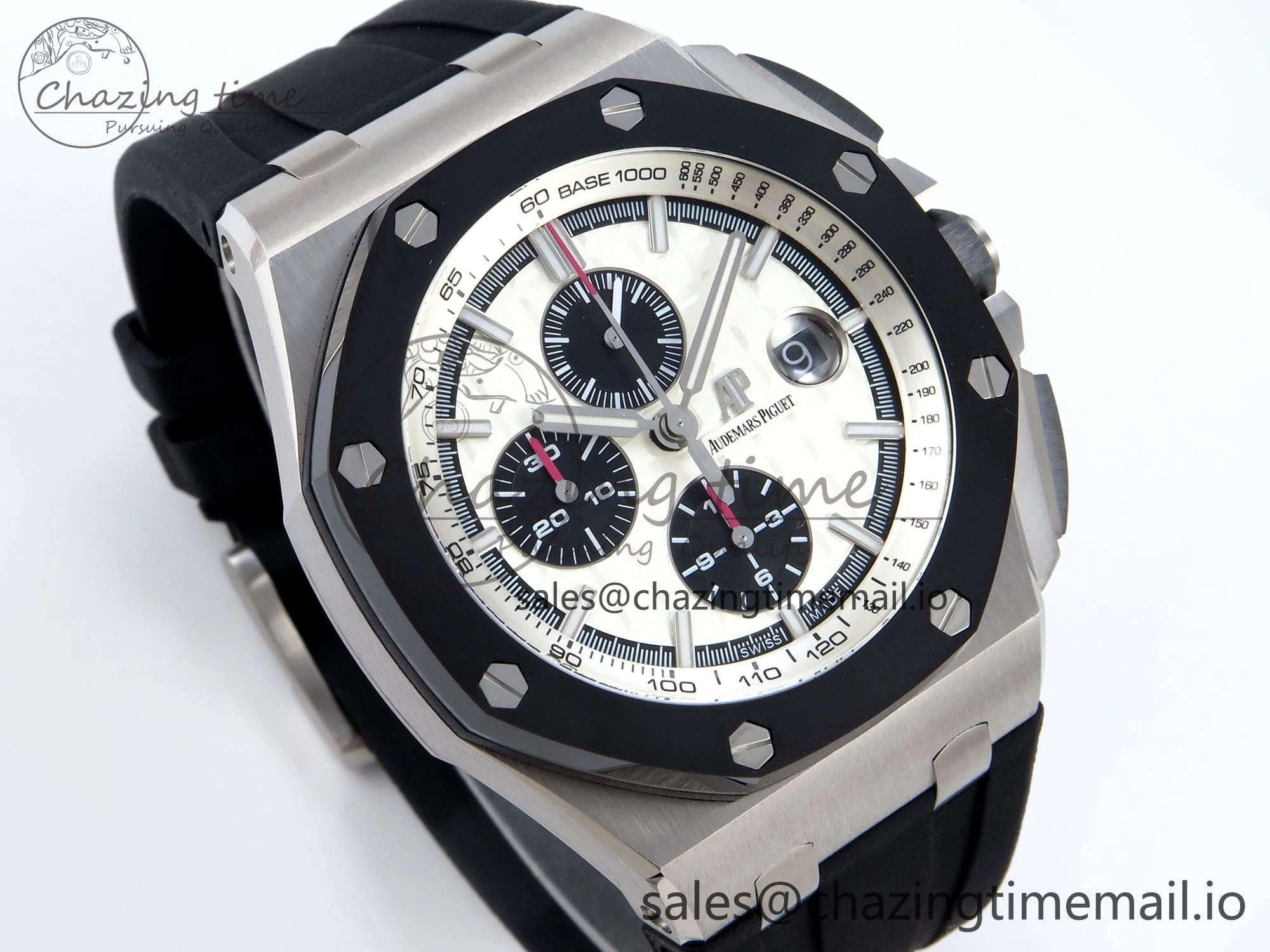 Royal Oak Offshore 44mm SS TKF 1:1 Best Edition White Dial on Black Rubber Strap A3126