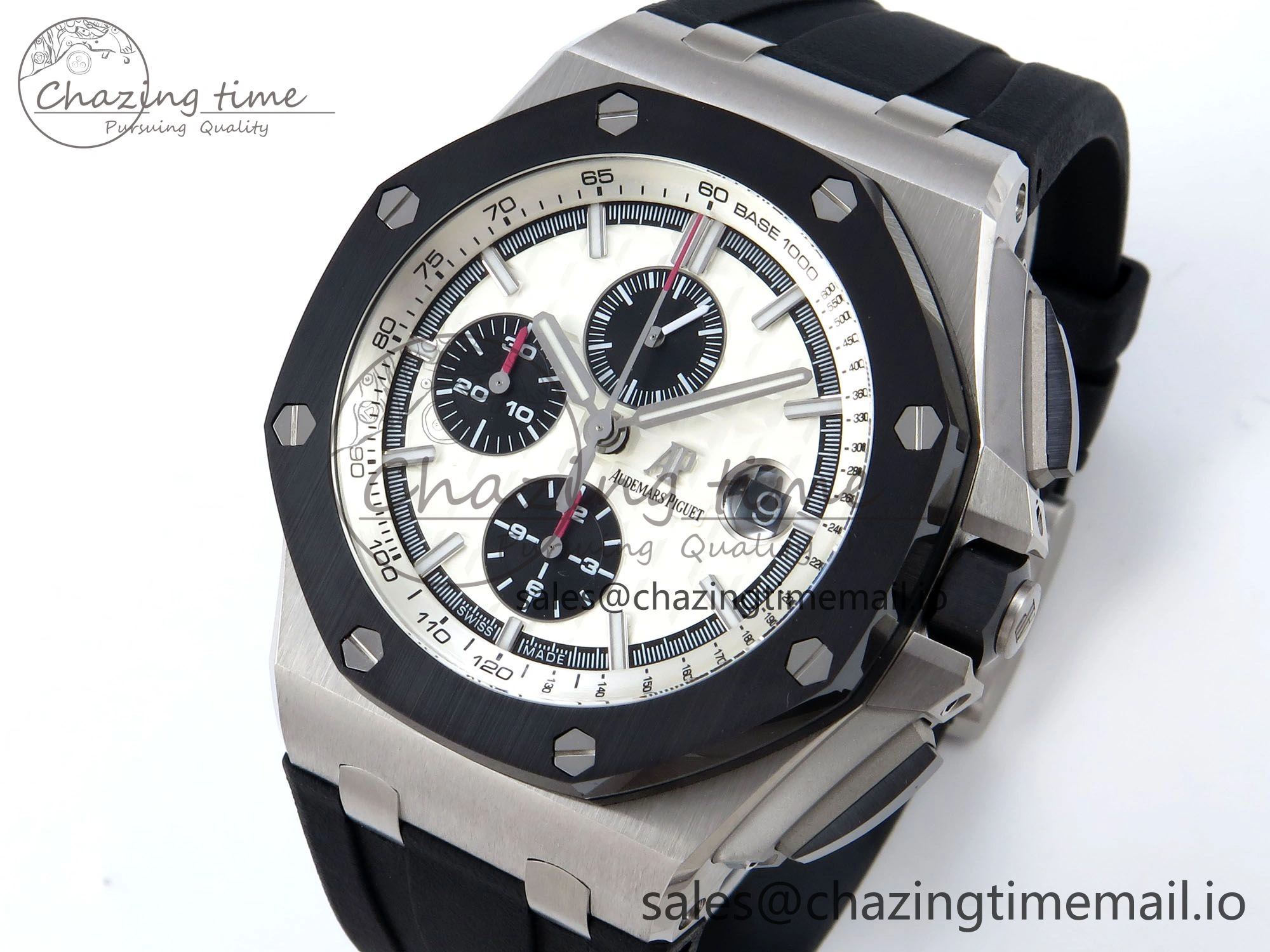 Royal Oak Offshore 44mm SS TKF 1:1 Best Edition White Dial on Black Rubber Strap A3126