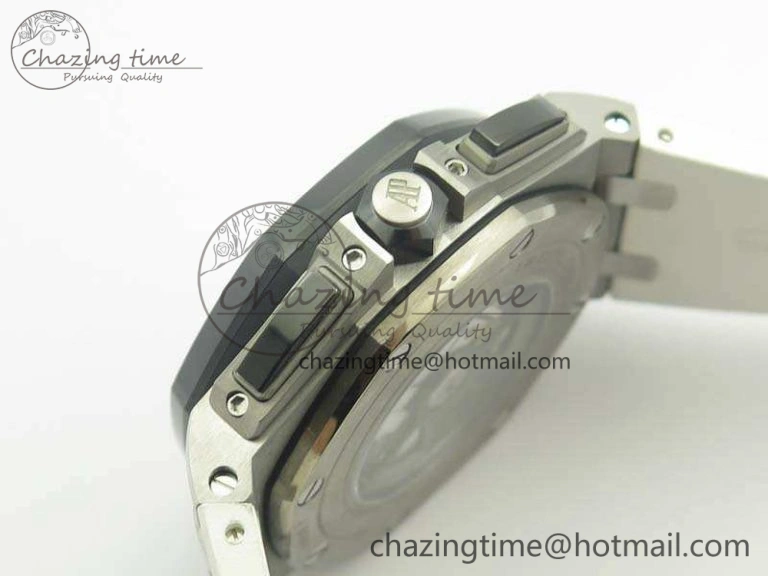 Royal Oak Offshore 44mm SS Updated Black Ceramic Bezel JF 1:1 Best Edition On White Rubber Strap A3126
