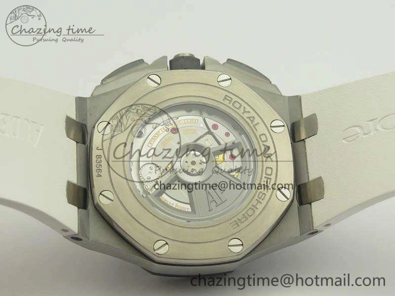 Royal Oak Offshore 44mm SS Updated Black Ceramic Bezel JF 1:1 Best Edition On White Rubber Strap A3126