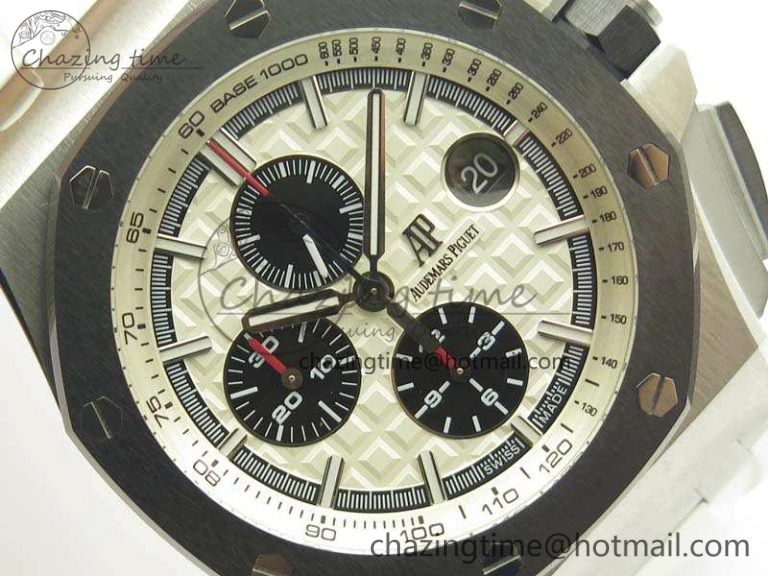 Royal Oak Offshore 44mm SS Updated Black Ceramic Bezel JF 1:1 Best Edition On White Rubber Strap A3126