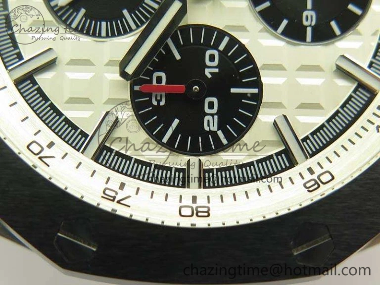 Royal Oak Offshore 44mm SS Updated Black Ceramic Bezel JF 1:1 Best Edition On White Rubber Strap A3126