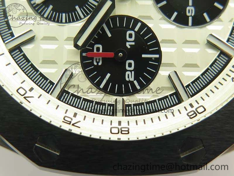 Royal Oak Offshore 44mm SS Updated Black Ceramic Bezel JF 1:1 Best Edition On White Rubber Strap A3126