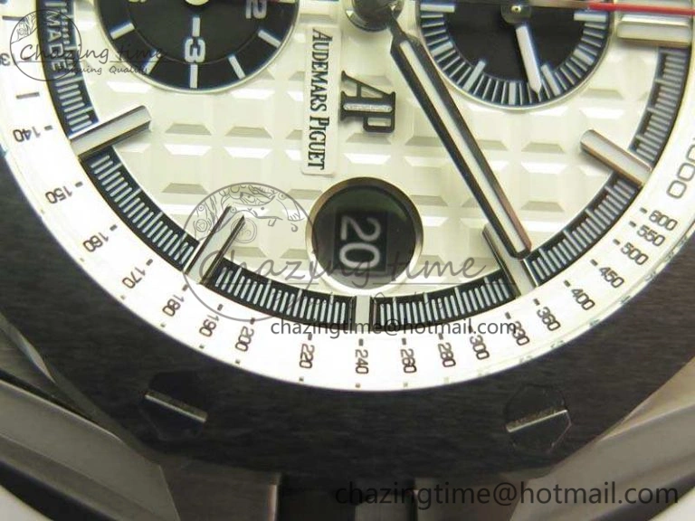 Royal Oak Offshore 44mm SS Updated Black Ceramic Bezel JF 1:1 Best Edition On White Rubber Strap A3126
