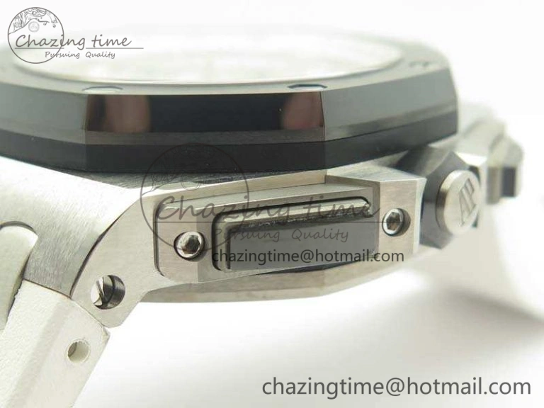 Royal Oak Offshore 44mm SS Updated Black Ceramic Bezel JF 1:1 Best Edition On White Rubber Strap A3126