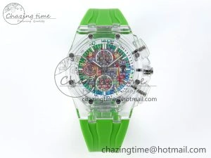 Royal Oak Offshore 44mm Transparent APF Best Edition Colorful Dial on Green Rubber Strap A3126