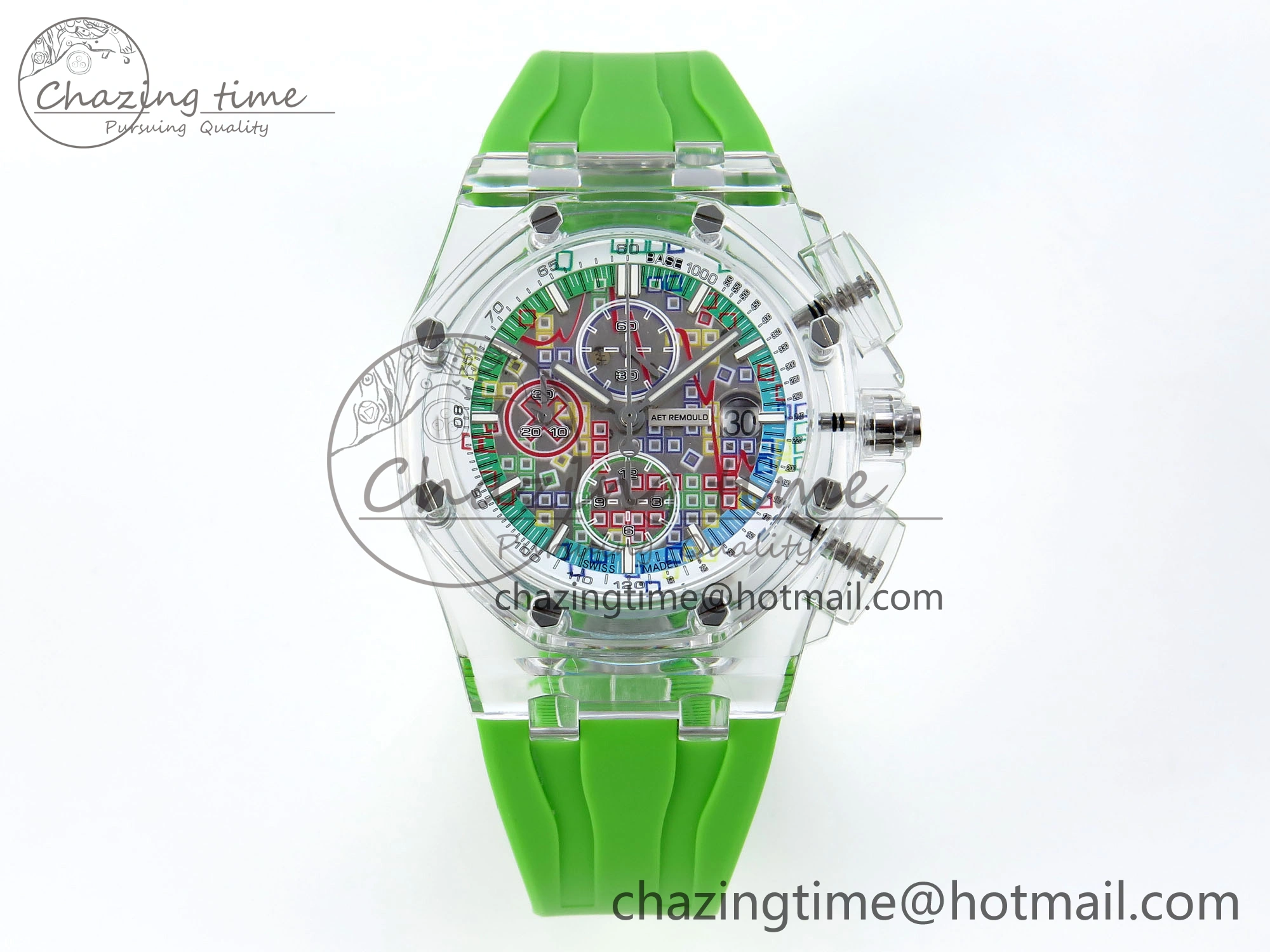 Royal Oak Offshore 44mm Transparent APF Best Edition Colorful Dial on Green Rubber Strap A3126