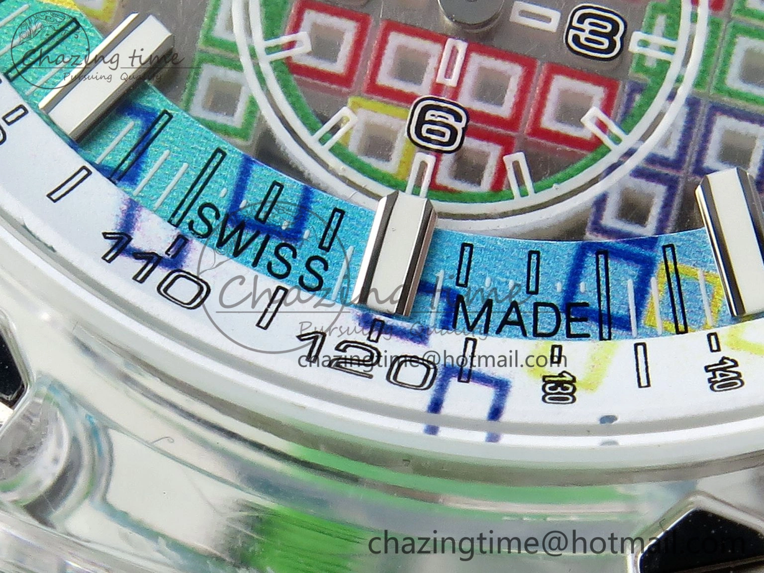 Royal Oak Offshore 44mm Transparent APF Best Edition Colorful Dial on Green Rubber Strap A3126