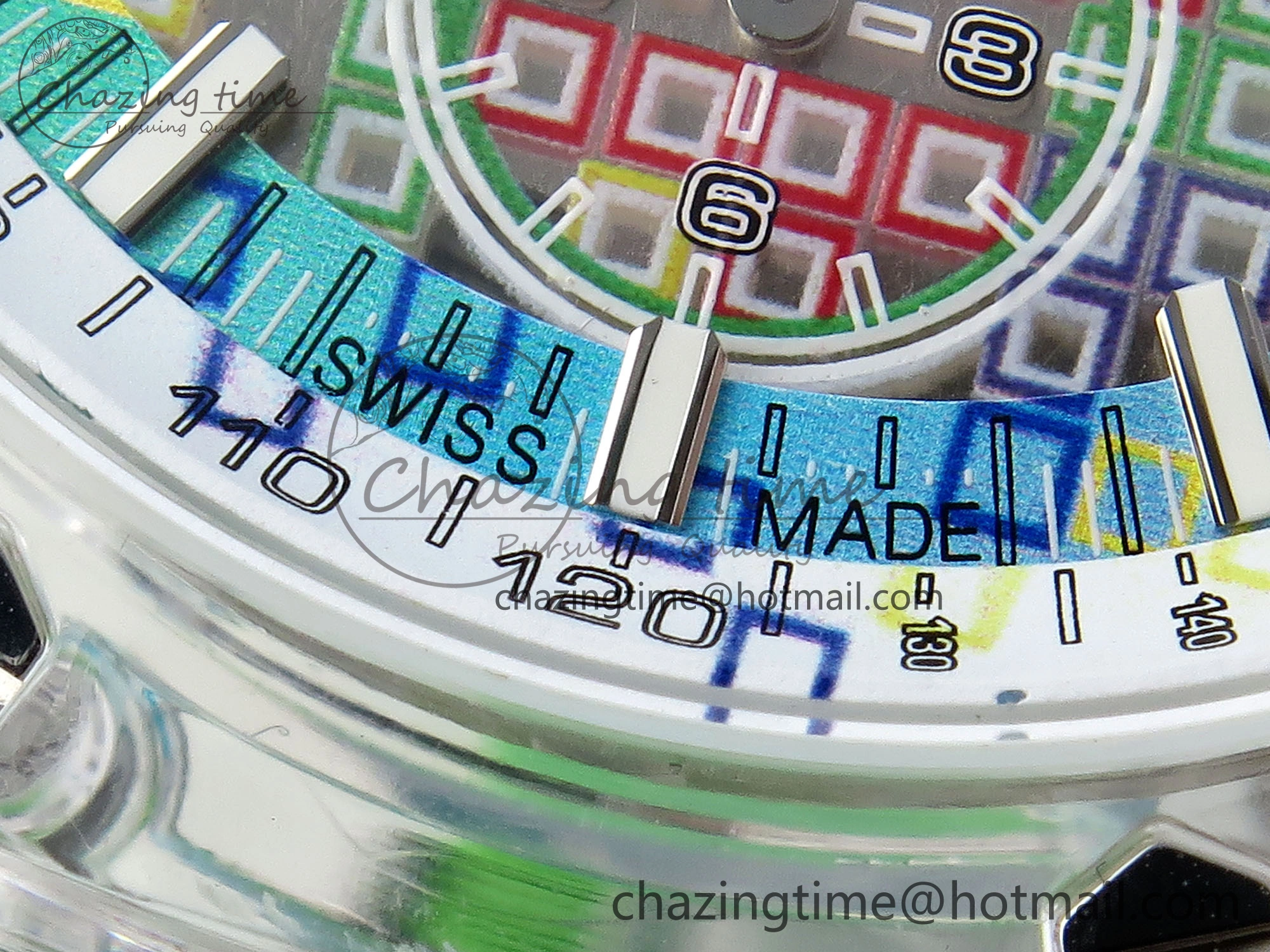 Royal Oak Offshore 44mm Transparent APF Best Edition Colorful Dial on Green Rubber Strap A3126