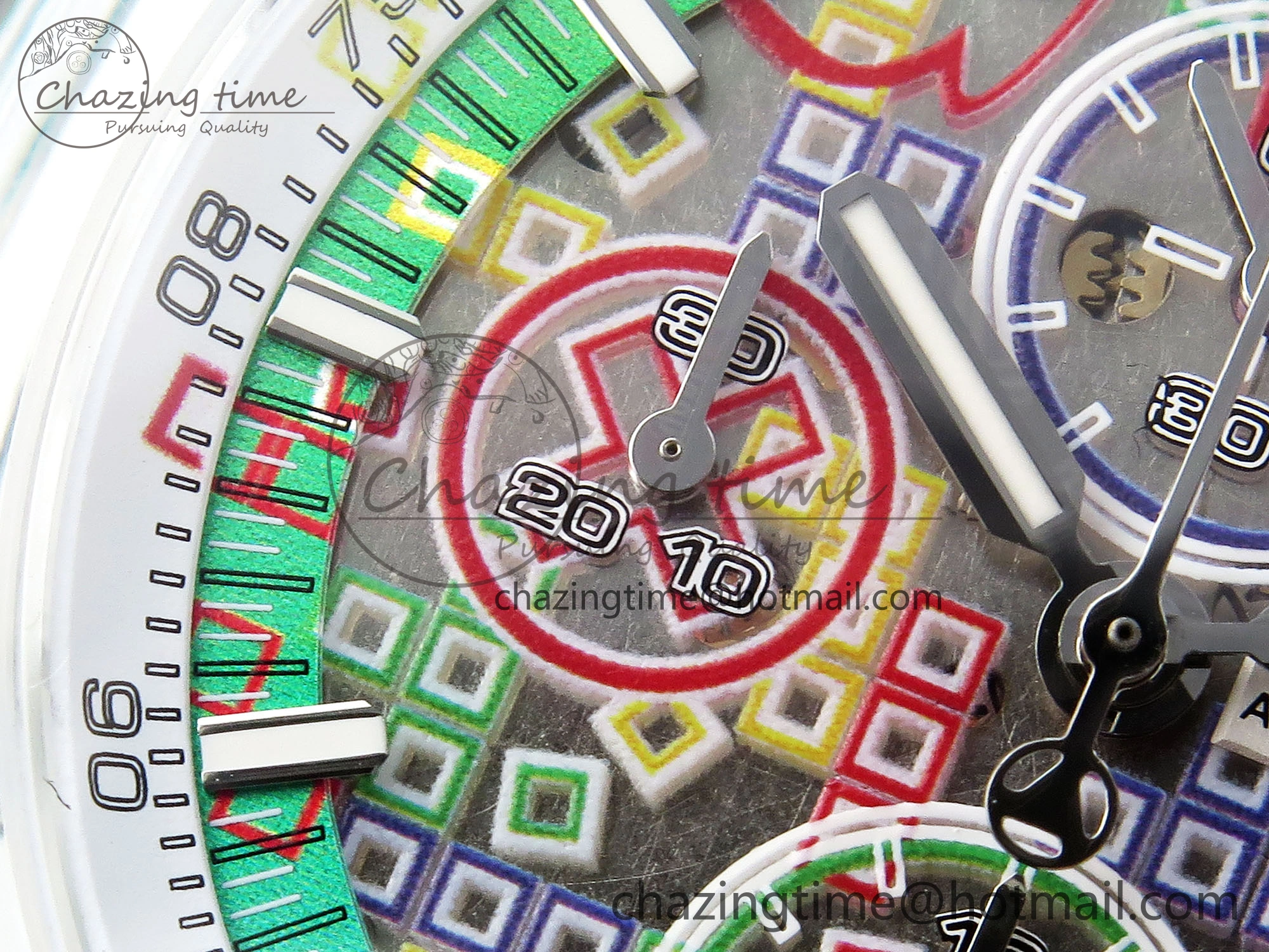 Royal Oak Offshore 44mm Transparent APF Best Edition Colorful Dial on Green Rubber Strap A3126