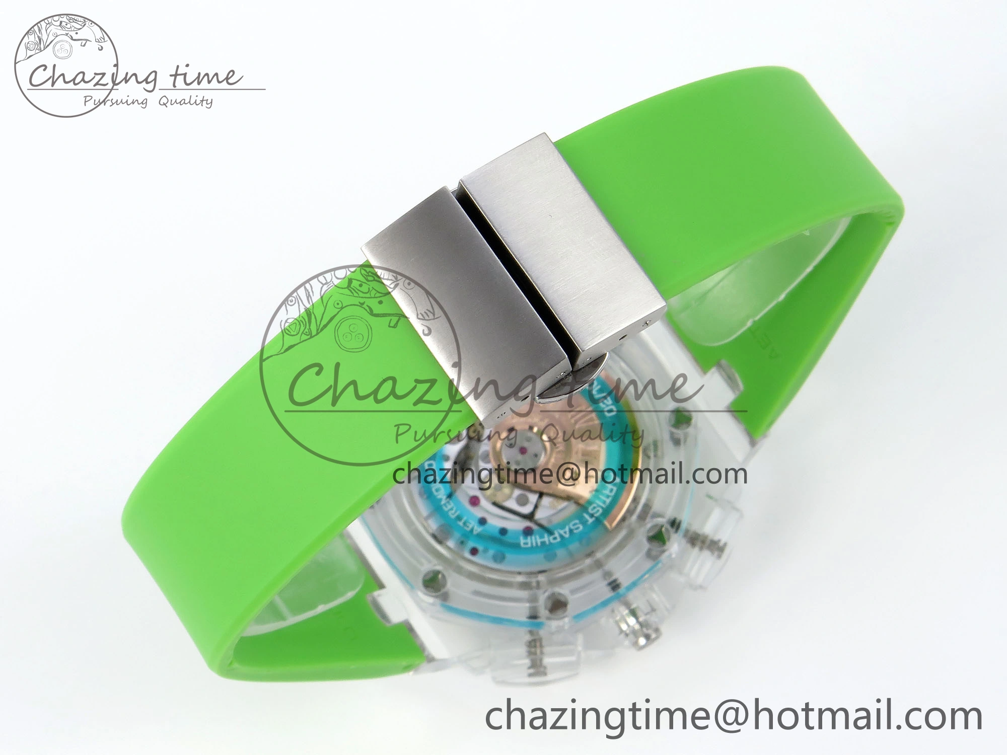 Royal Oak Offshore 44mm Transparent APF Best Edition Colorful Dial on Green Rubber Strap A3126