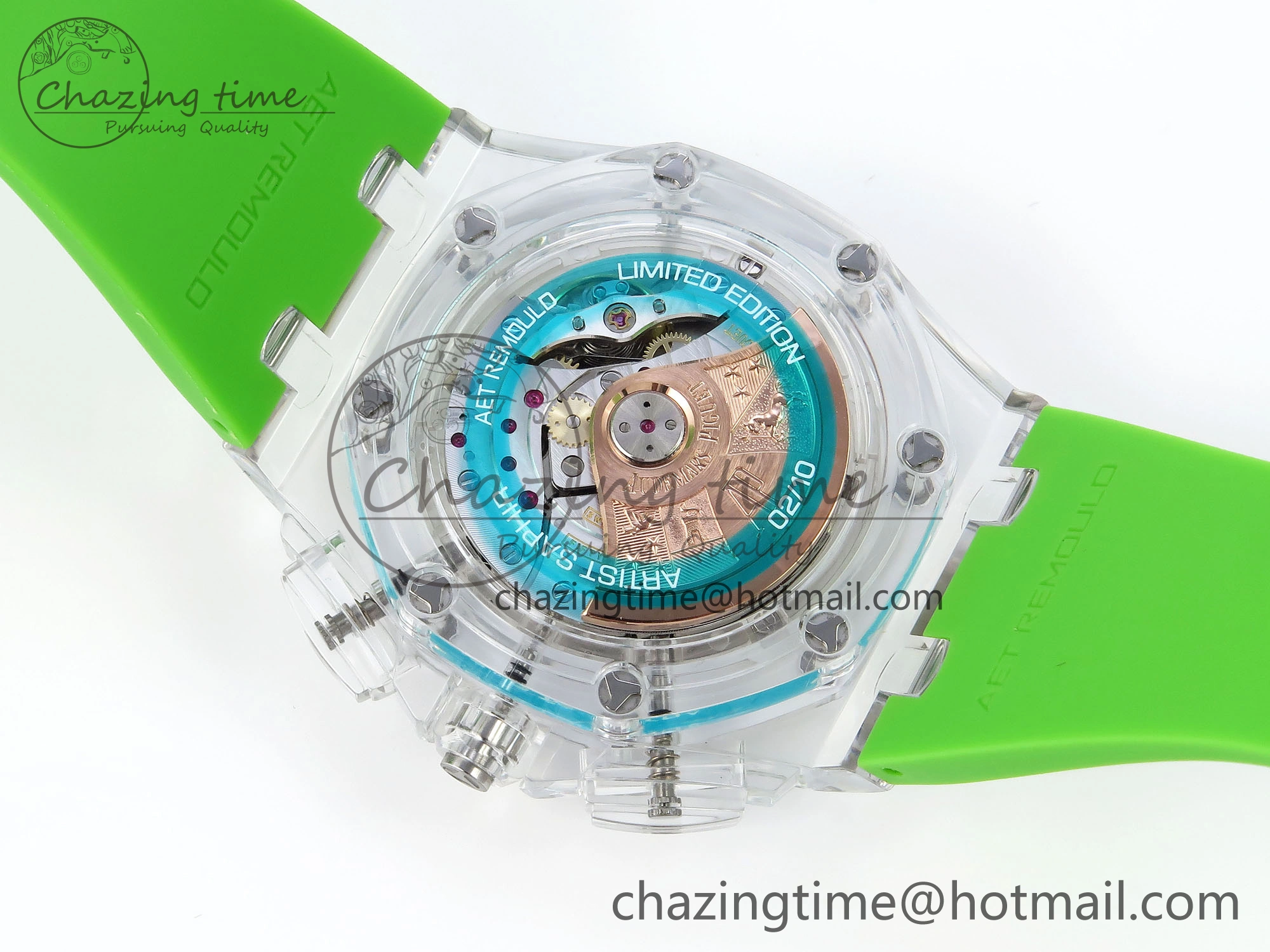 Royal Oak Offshore 44mm Transparent APF Best Edition Colorful Dial on Green Rubber Strap A3126