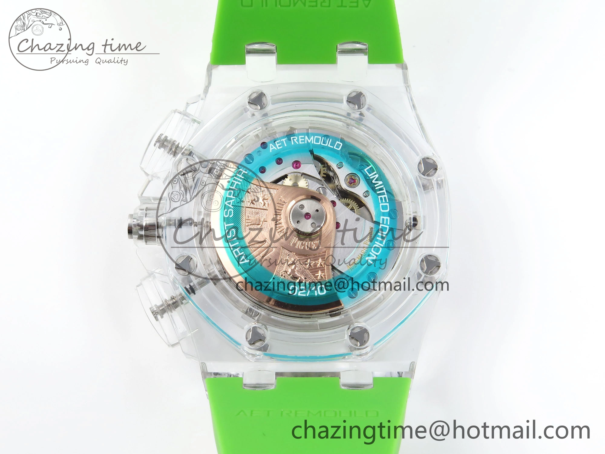 Royal Oak Offshore 44mm Transparent APF Best Edition Colorful Dial on Green Rubber Strap A3126