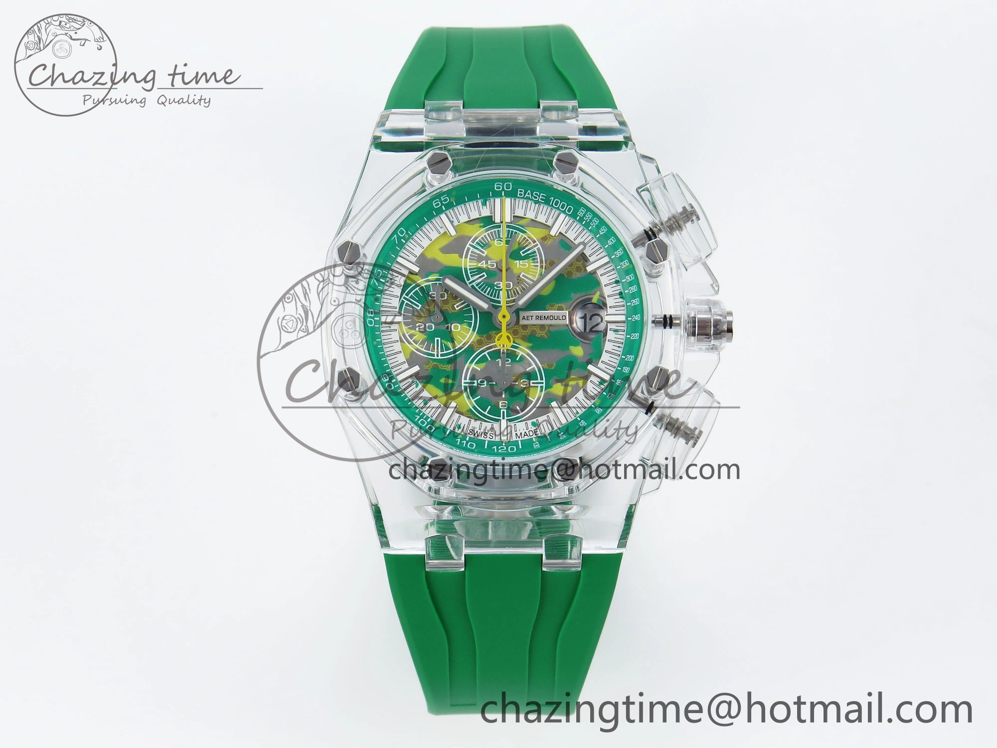 Royal Oak Offshore 44mm Transparent APF Best Edition Green Dial on Green Rubber Strap A3126