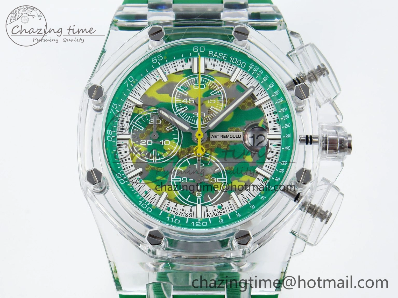 Royal Oak Offshore 44mm Transparent APF Best Edition Green Dial on Green Rubber Strap A3126