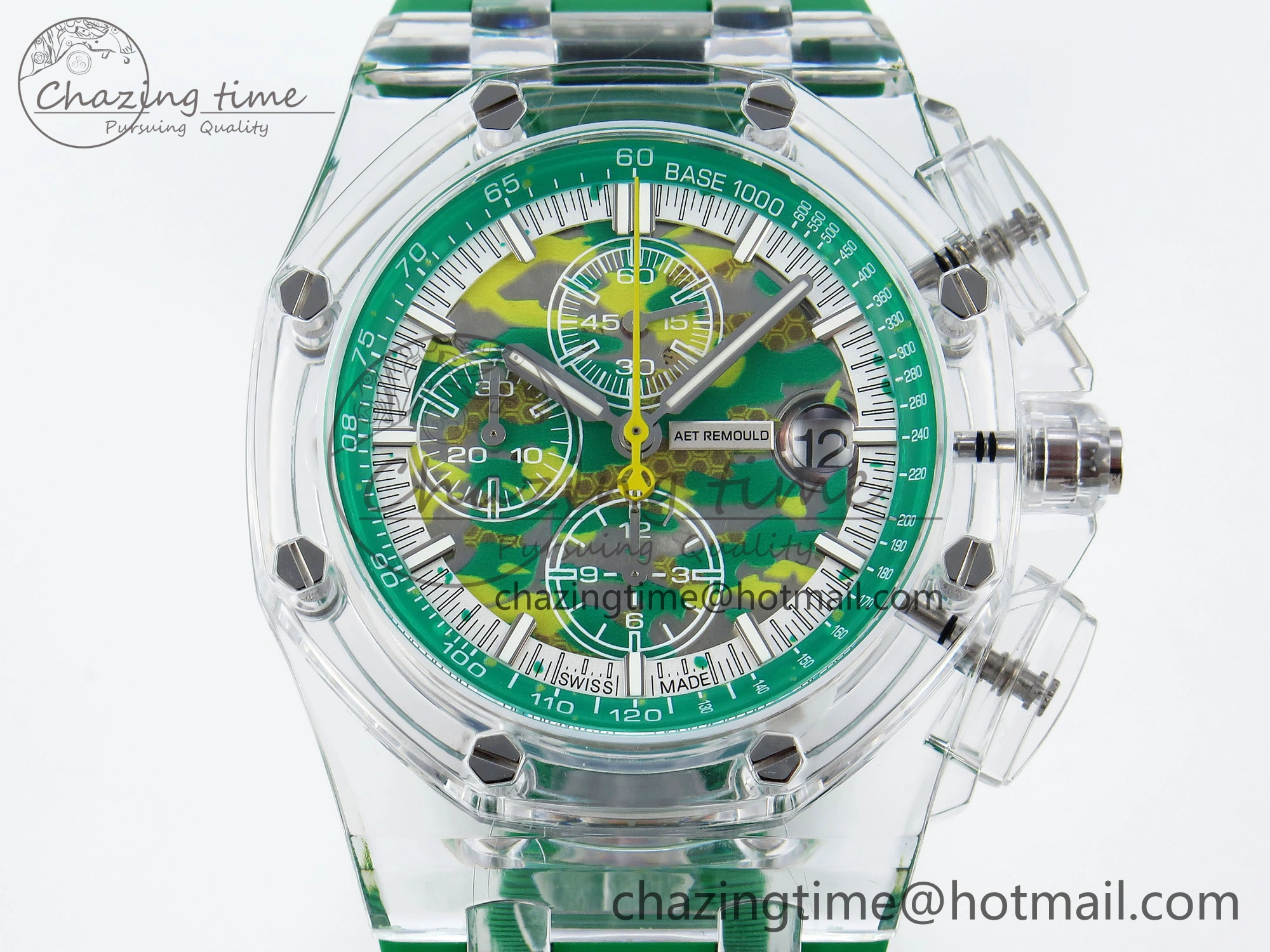 Royal Oak Offshore 44mm Transparent APF Best Edition Green Dial on Green Rubber Strap A3126