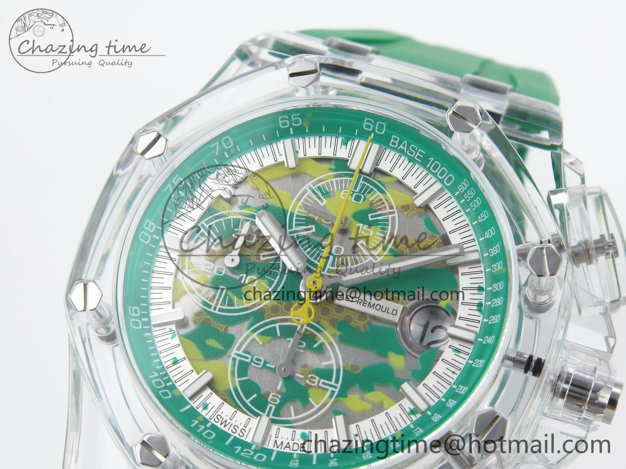 Royal Oak Offshore 44mm Transparent APF Best Edition Green Dial on Green Rubber Strap A3126