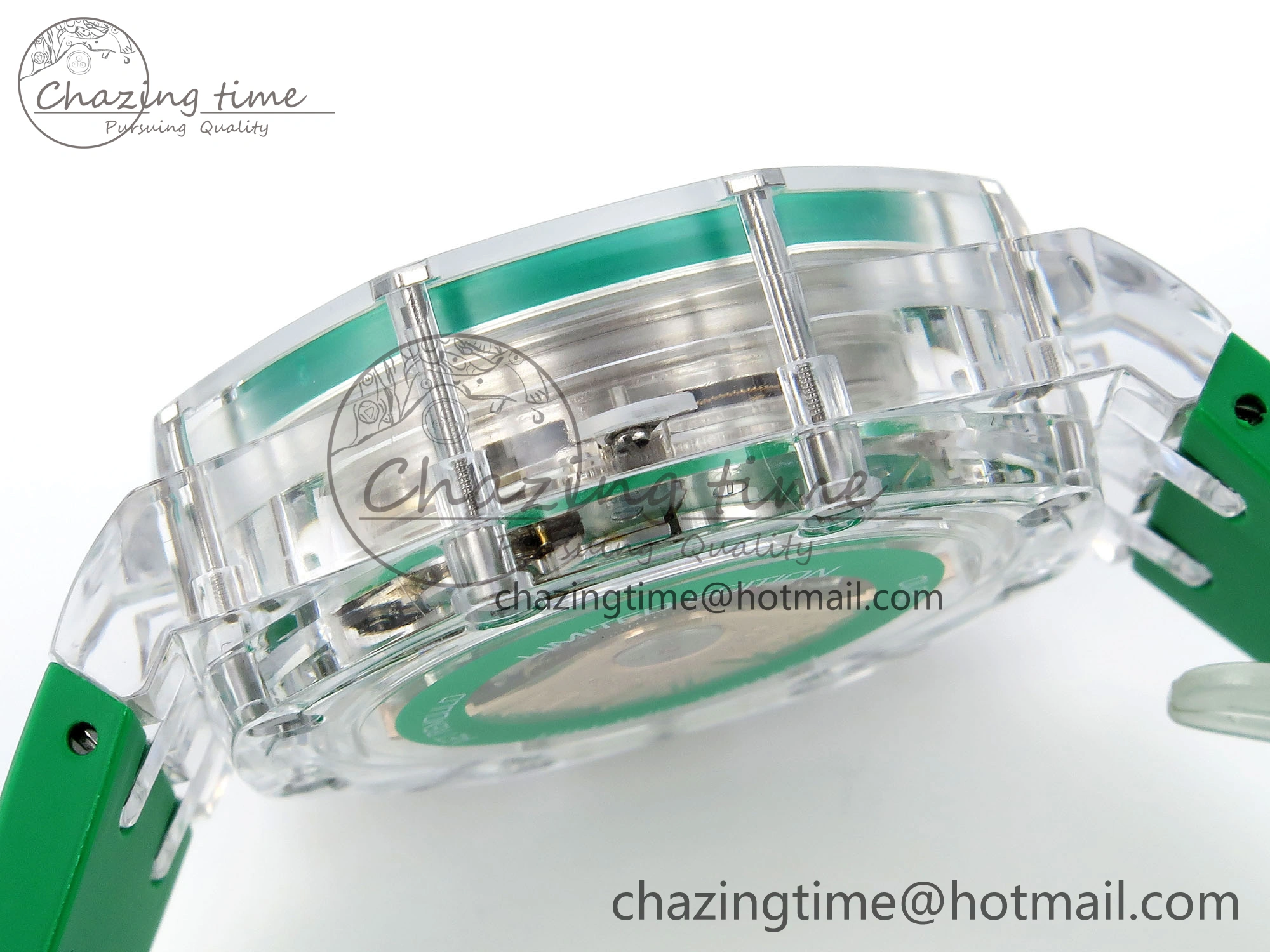 Royal Oak Offshore 44mm Transparent APF Best Edition Green Dial on Green Rubber Strap A3126