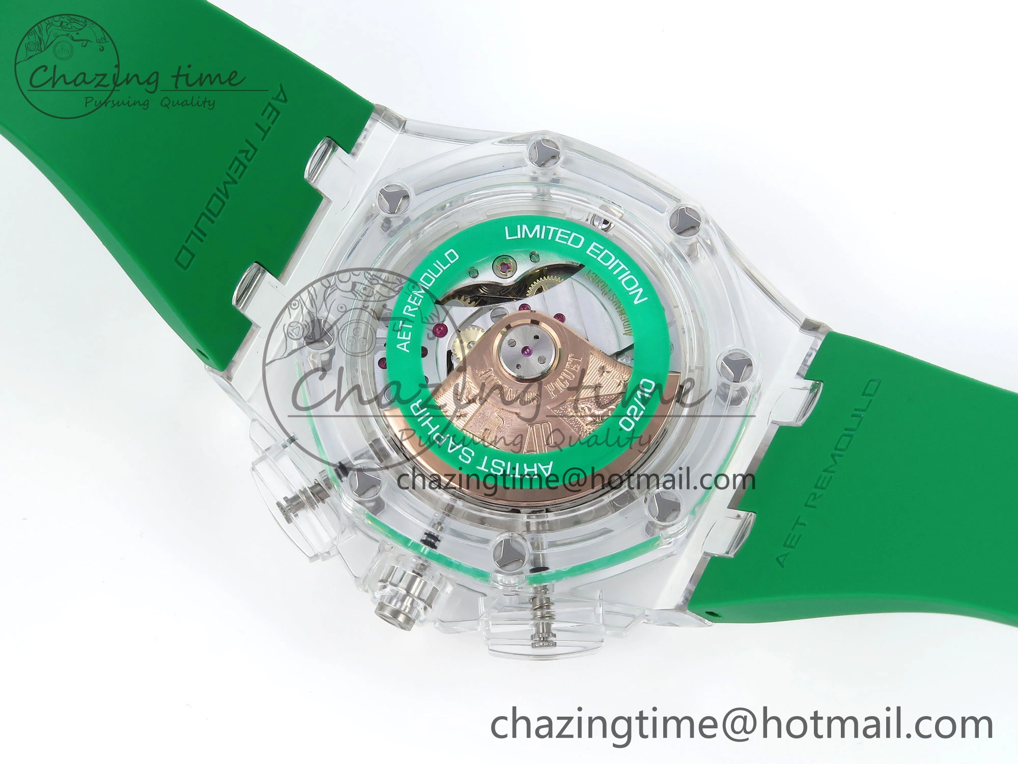 Royal Oak Offshore 44mm Transparent APF Best Edition Green Dial on Green Rubber Strap A3126
