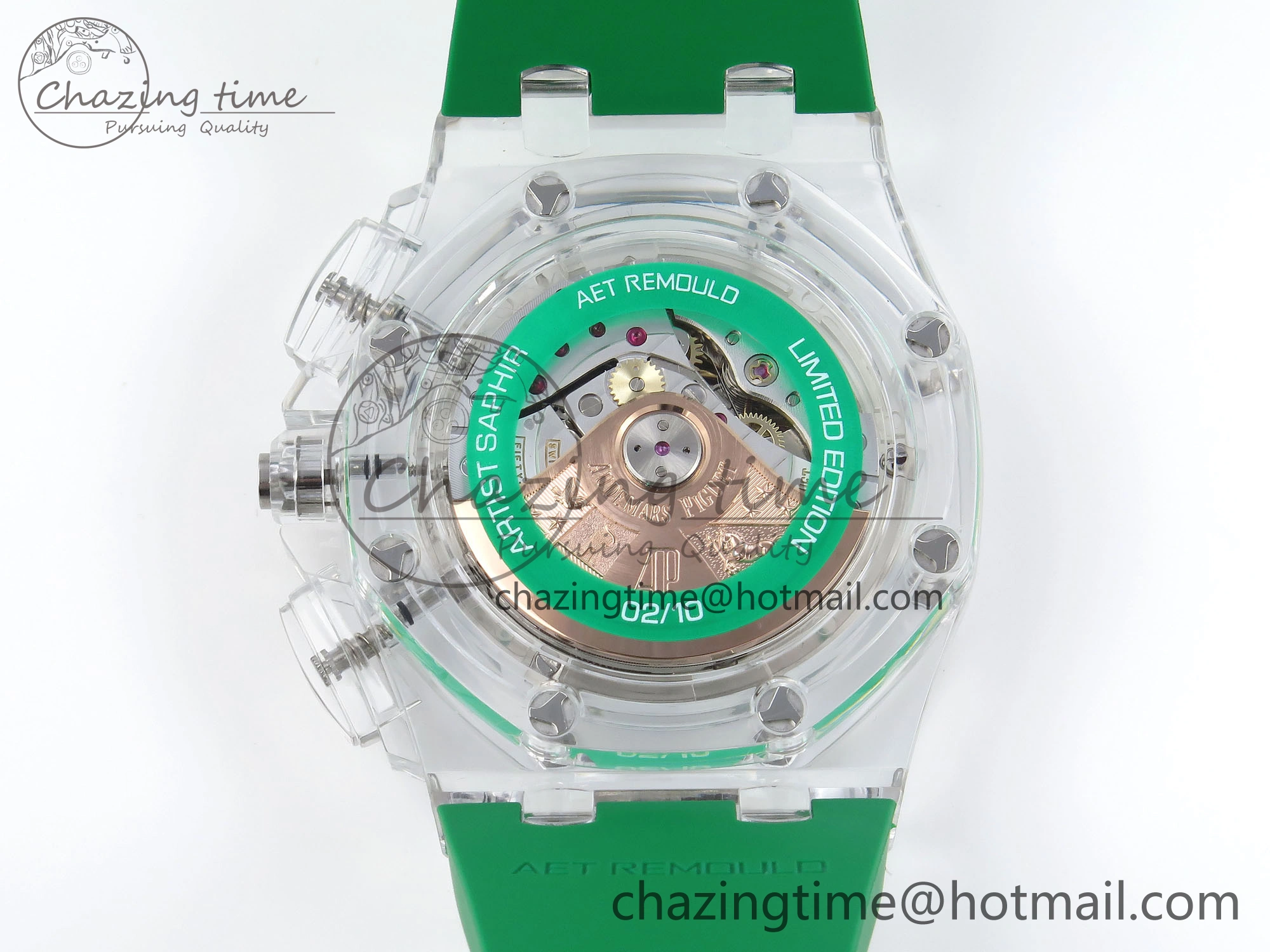 Royal Oak Offshore 44mm Transparent APF Best Edition Green Dial on Green Rubber Strap A3126